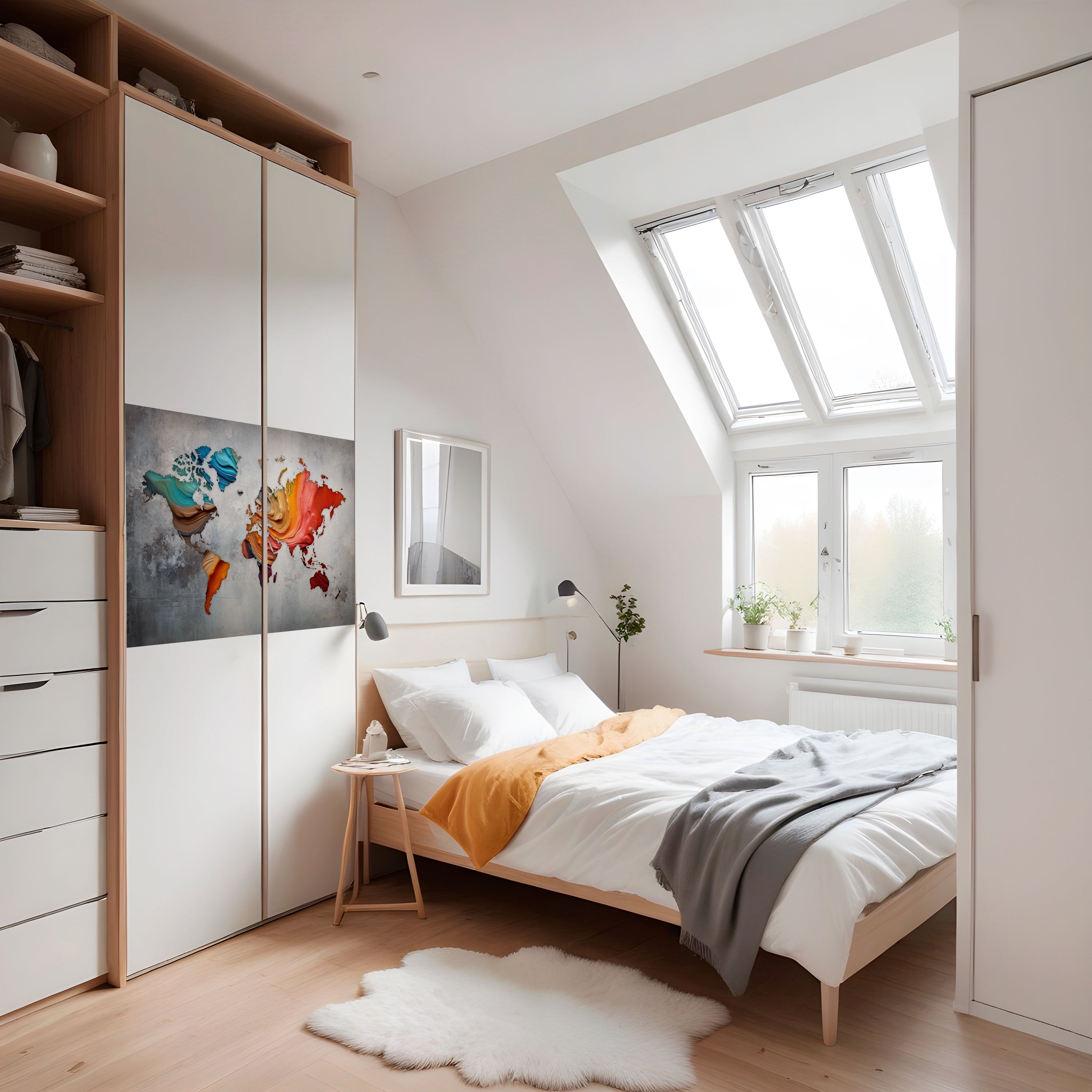 PAINTED CONTINENTS Peel and Stick Horizontal Poster