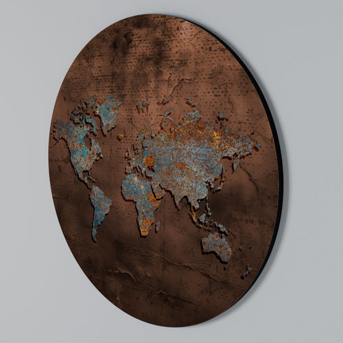 METALLIC MAP OF MEMORIES Arte de Parede Redonda