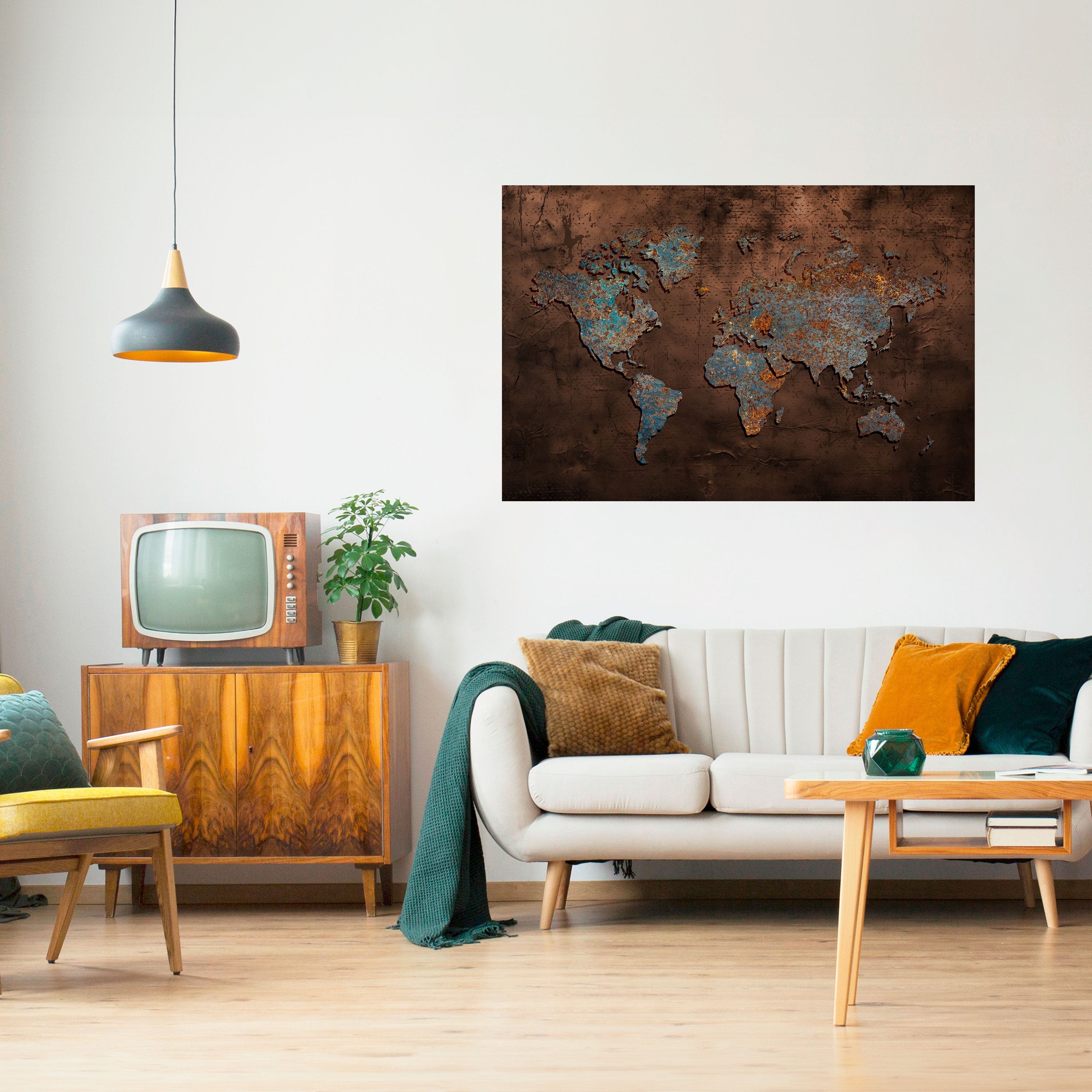 METALLIC MAP OF MEMORIES Peel and Stick Horizontal Poster