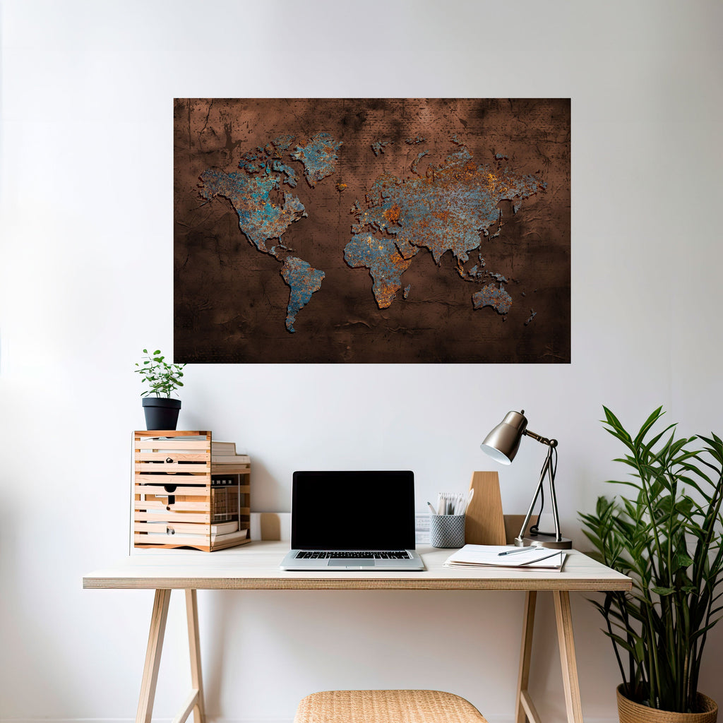 METALLIC MAP OF MEMORIES Peel and Stick Horizontal Poster