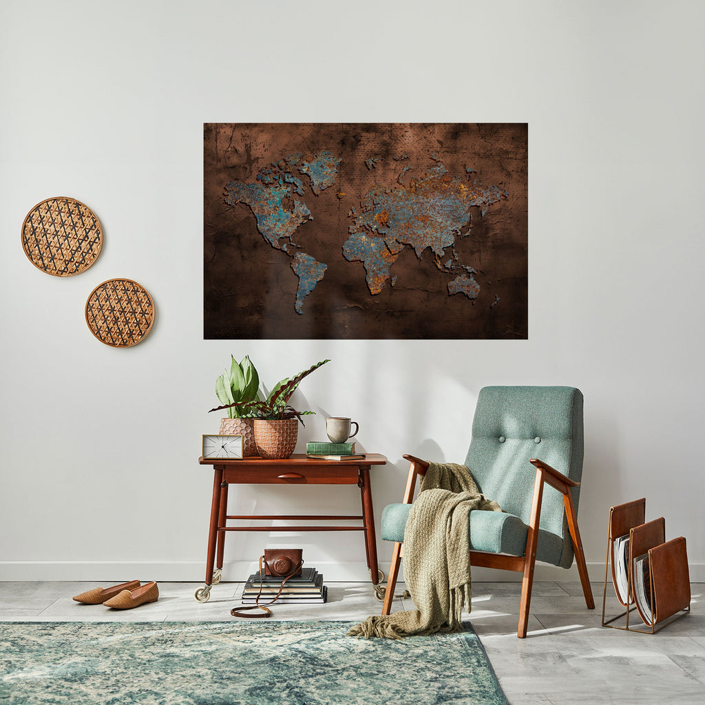 METALLIC MAP OF MEMORIES Peel and Stick Horizontal Poster