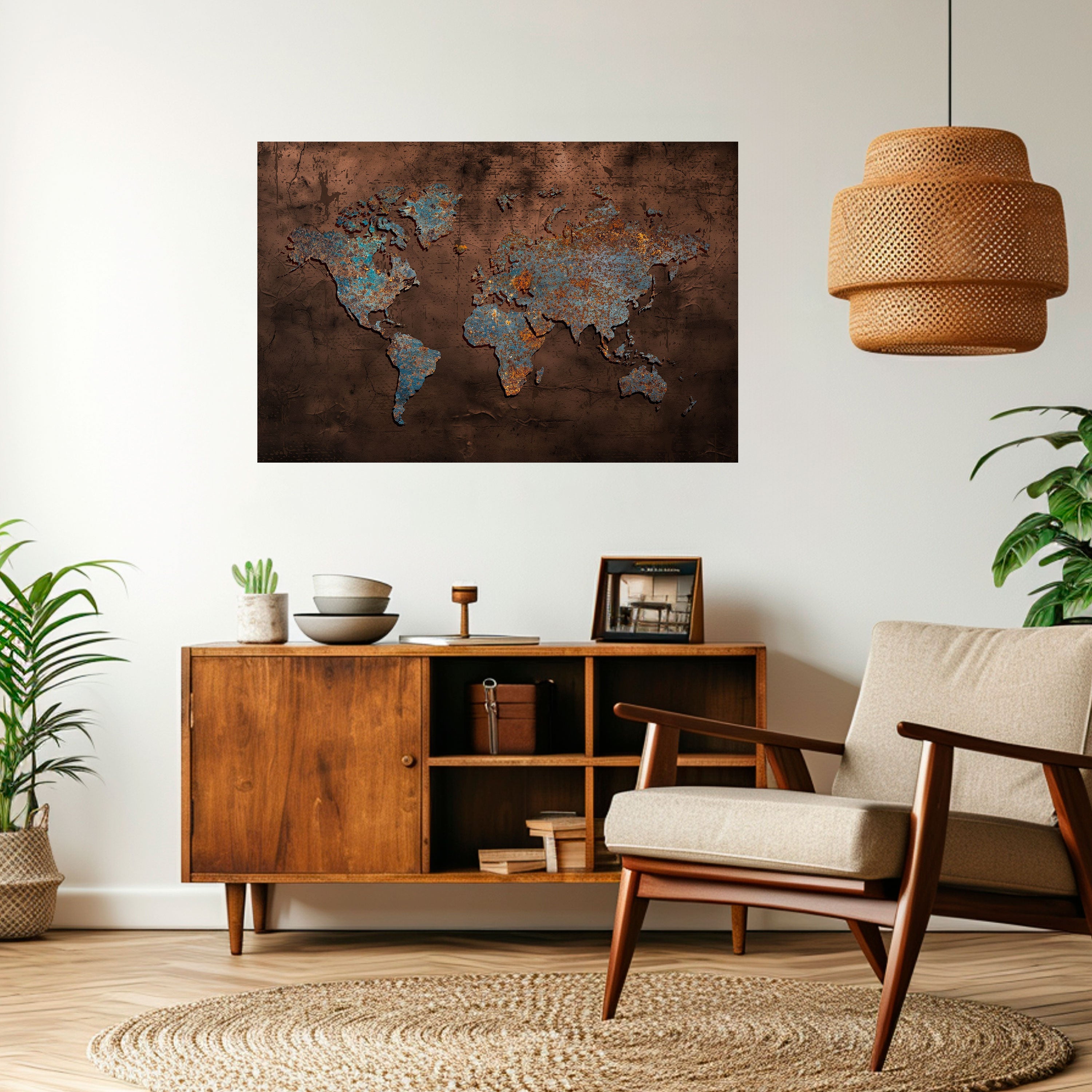 METALLIC MAP OF MEMORIES Peel and Stick Horizontal Poster