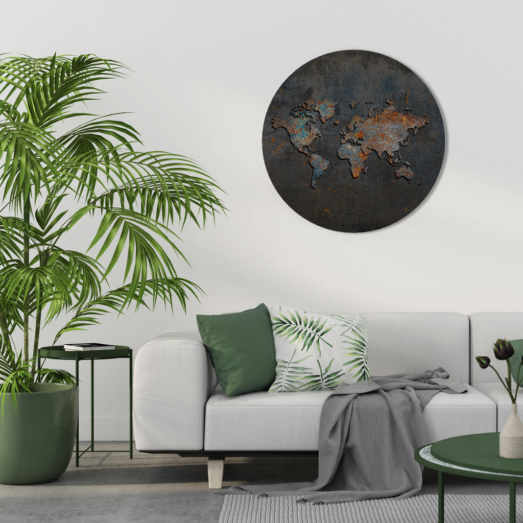 TIMEWORN TOPOGRAPHY Round Wall Art