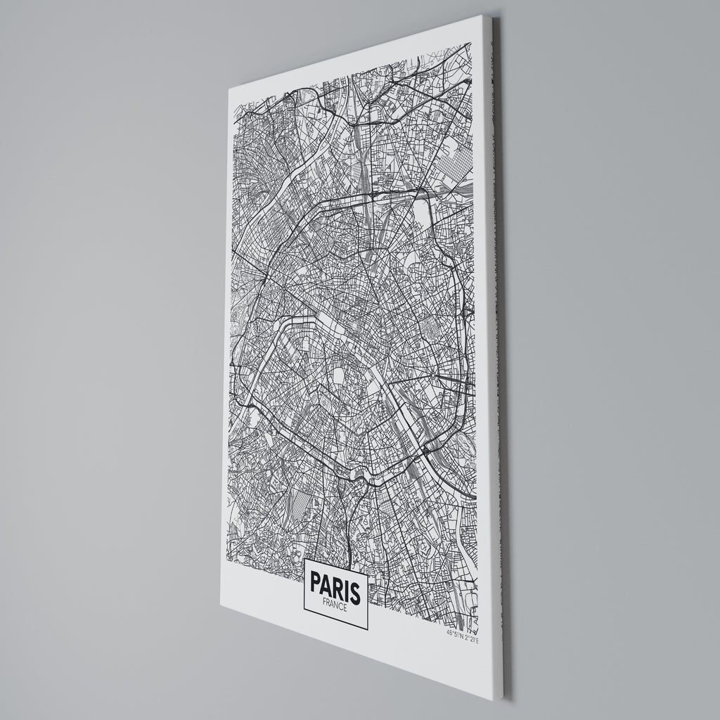 PARIS TOWN PLAN Quadro em tela vertical