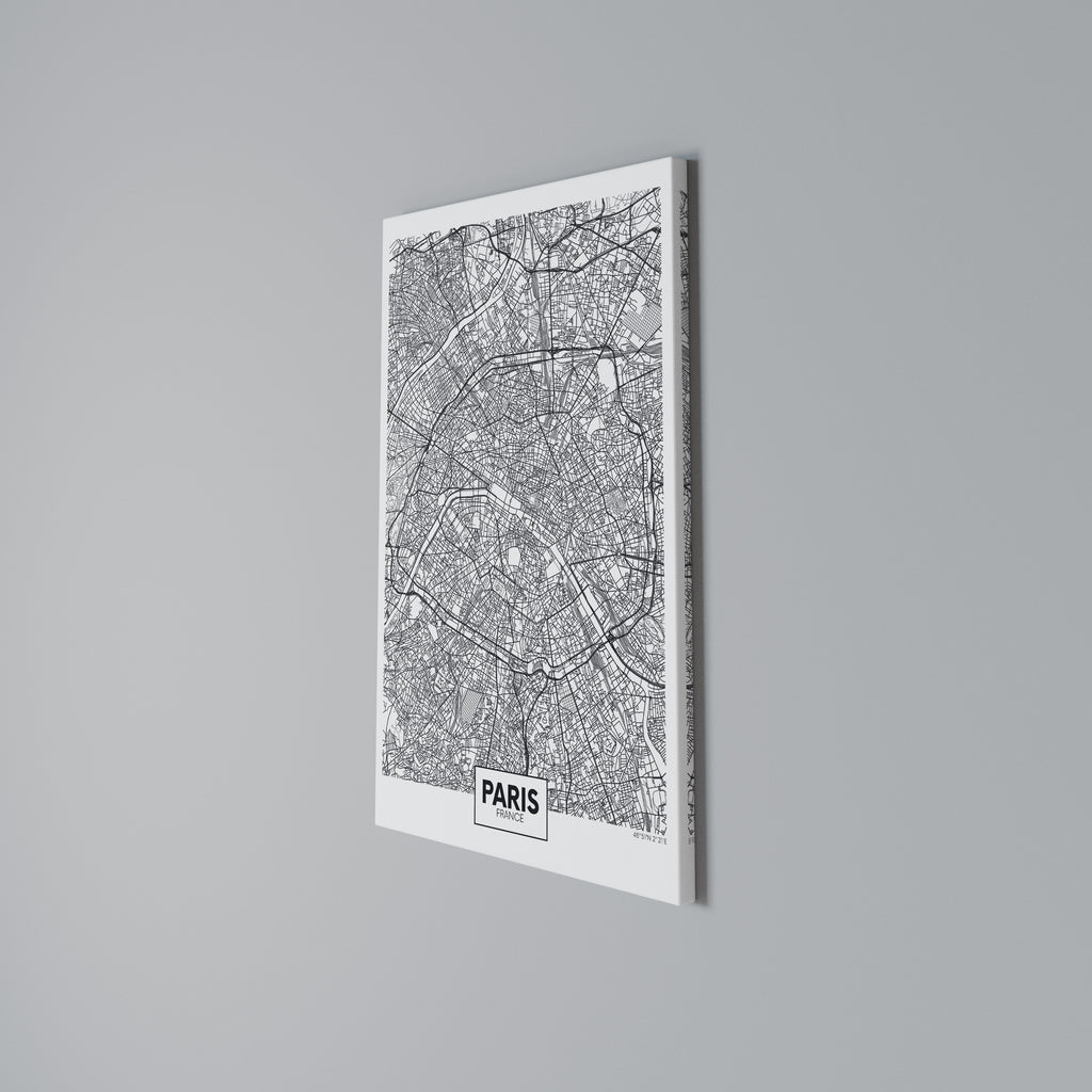 PARIS TOWN PLAN Quadro em tela vertical