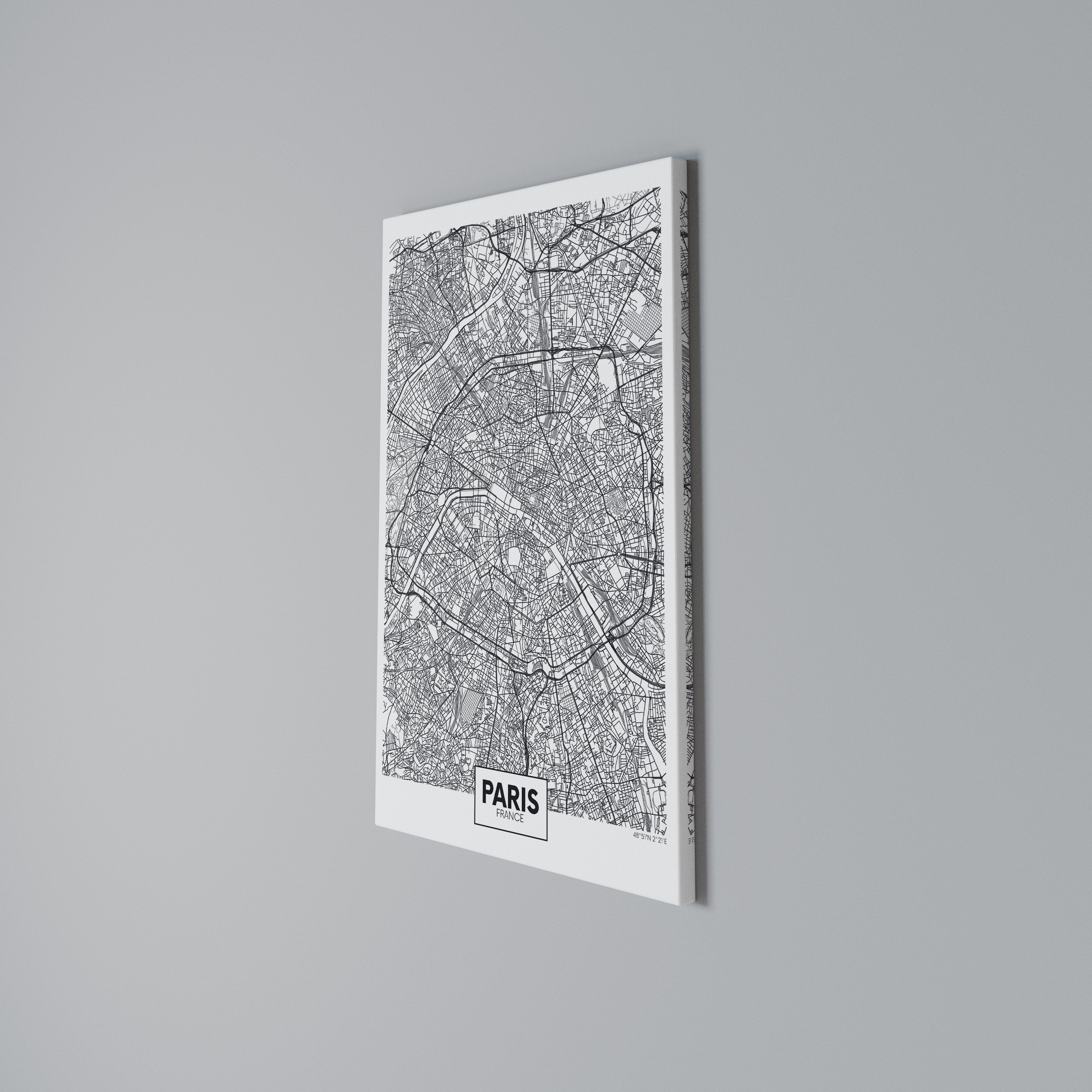 PARIS TOWN PLAN Quadro em tela vertical