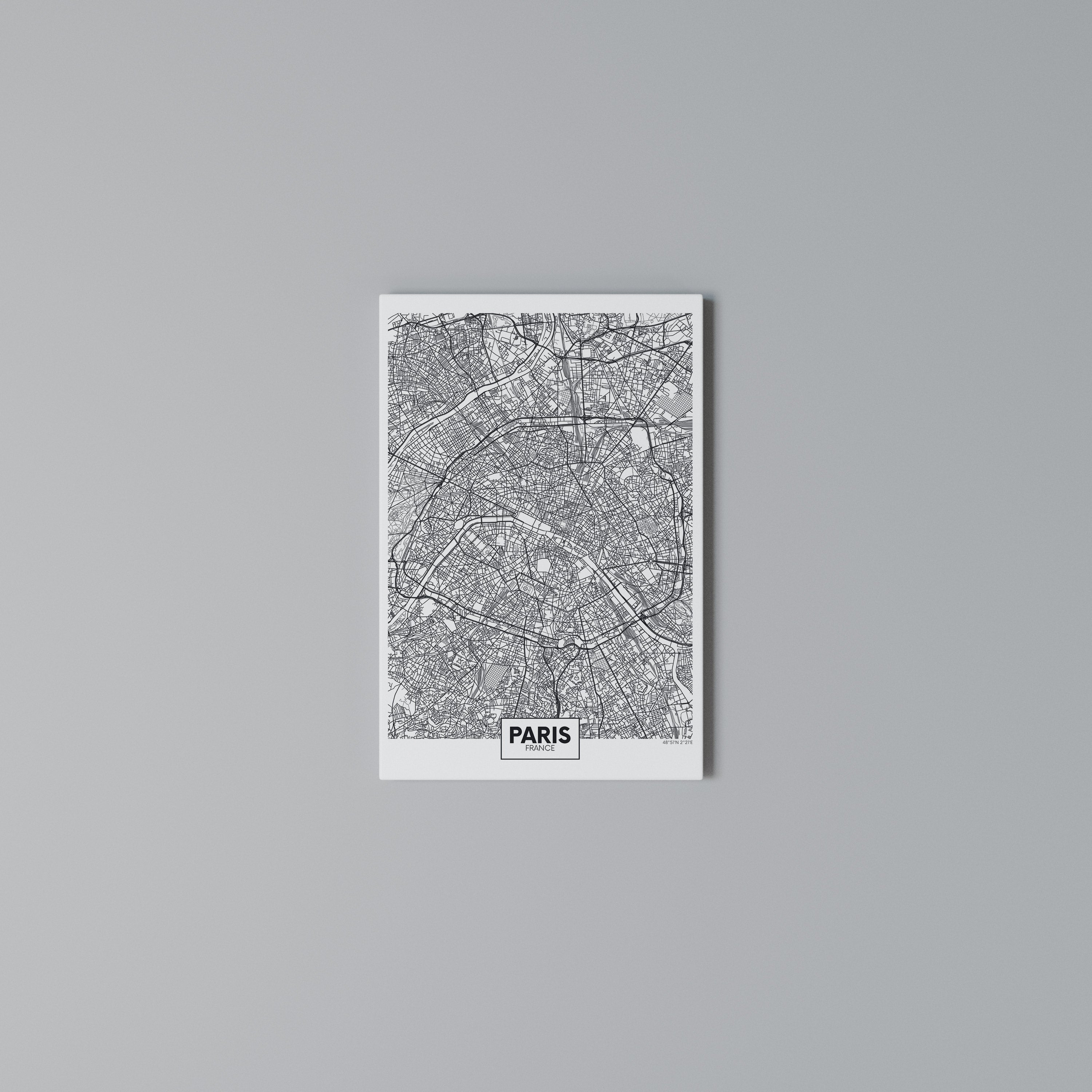 PARIS TOWN PLAN Quadro em tela vertical