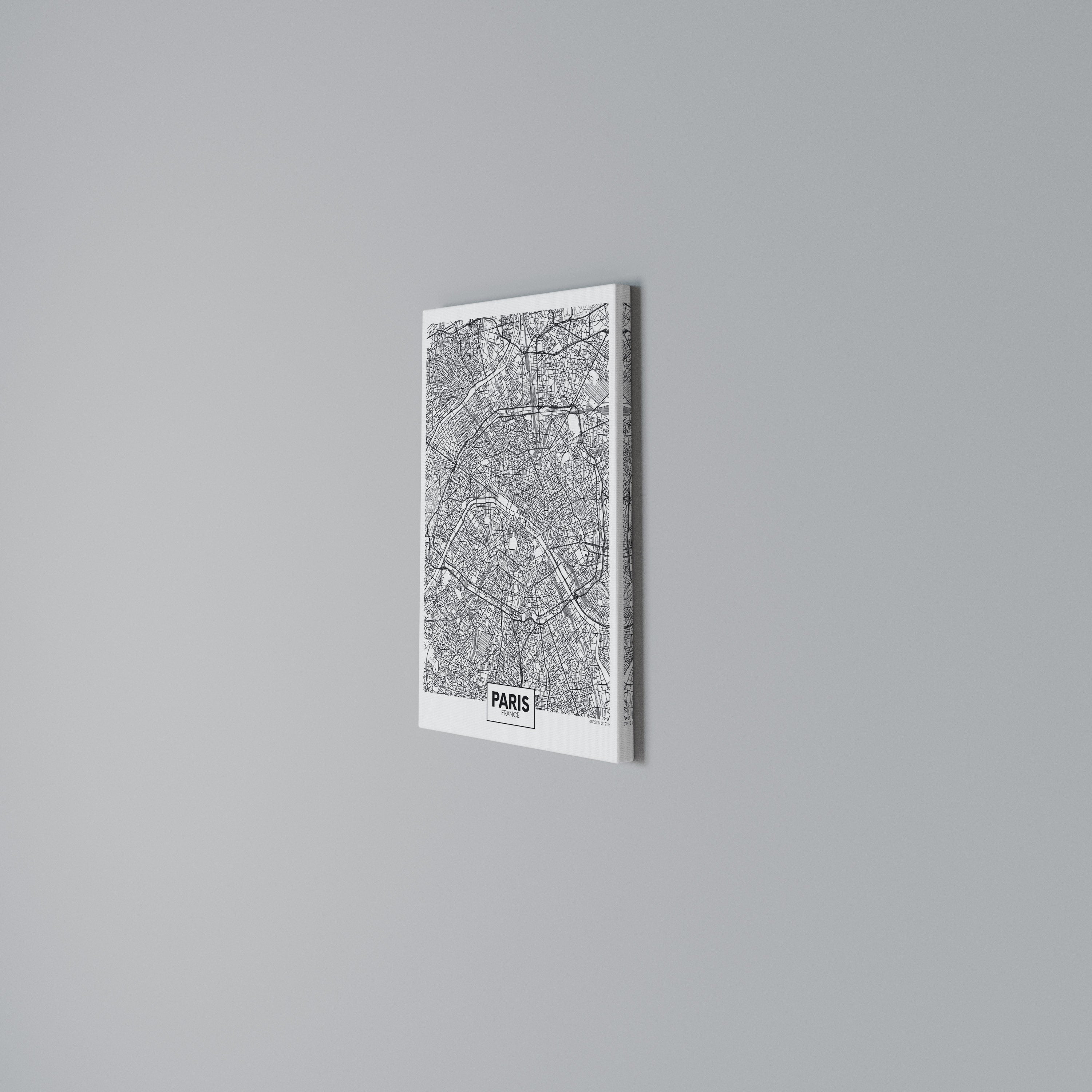 PARIS TOWN PLAN Quadro em tela vertical