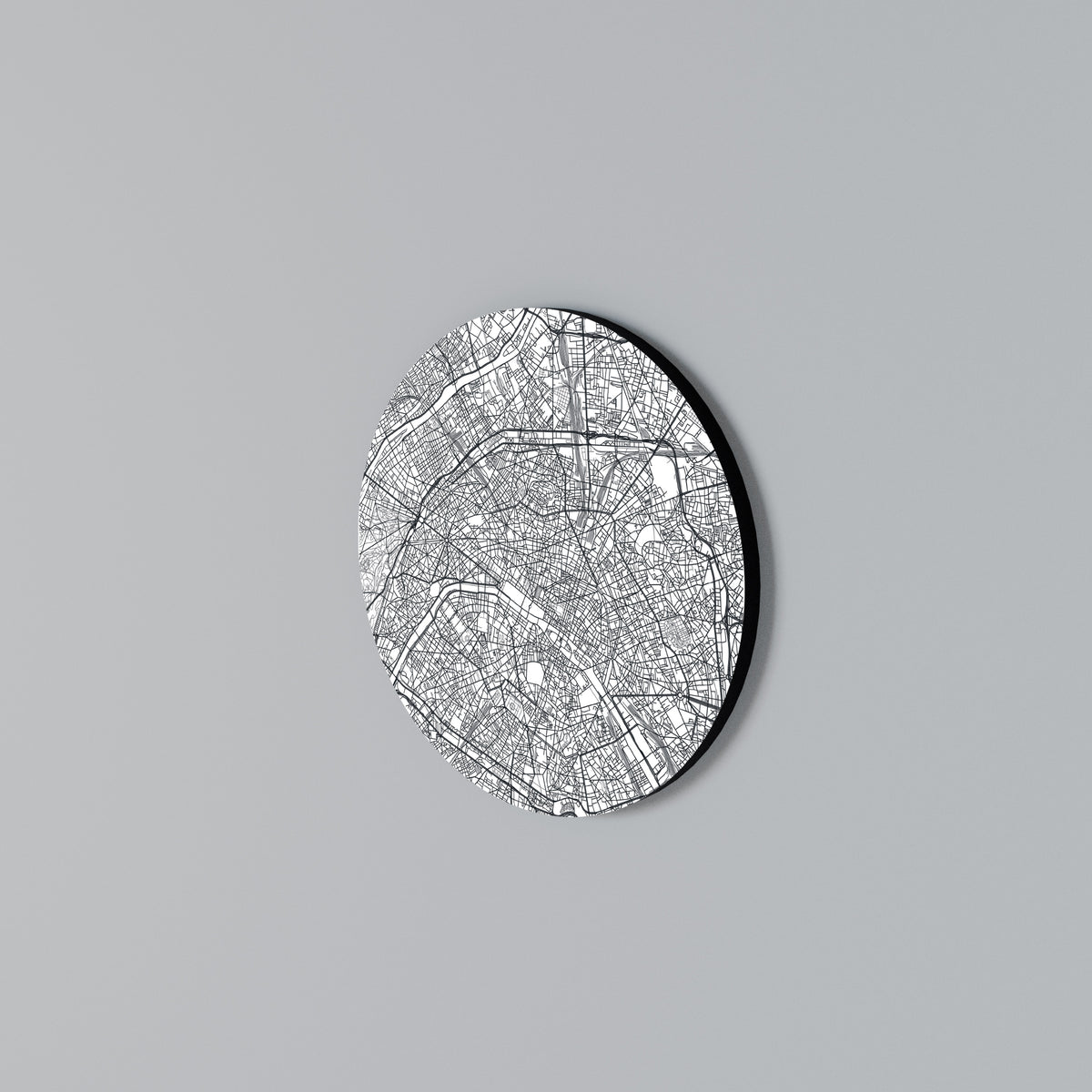 PARIS TOWN PLAN Arte de Parede Redonda