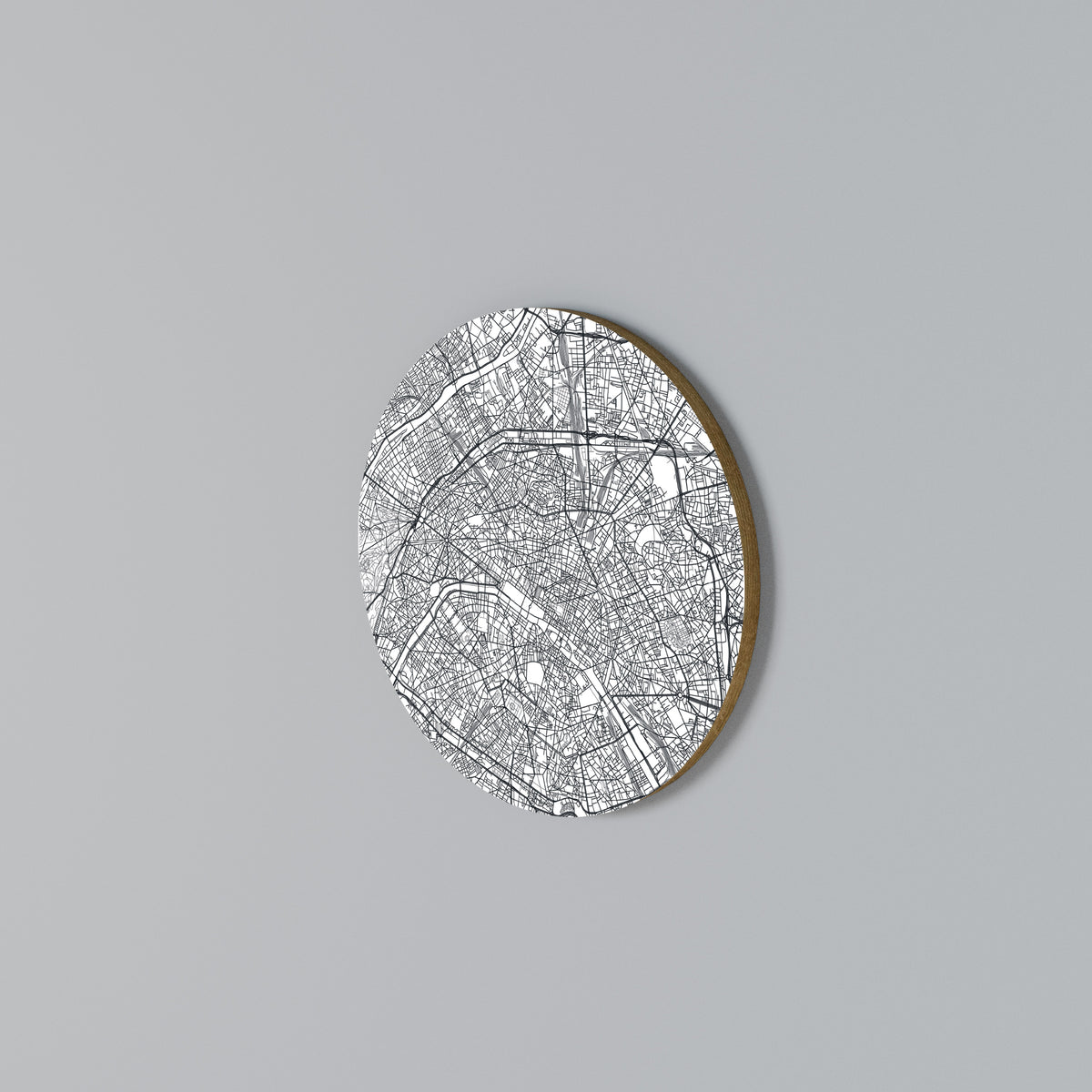 PARIS TOWN PLAN Arte de Parede Redonda