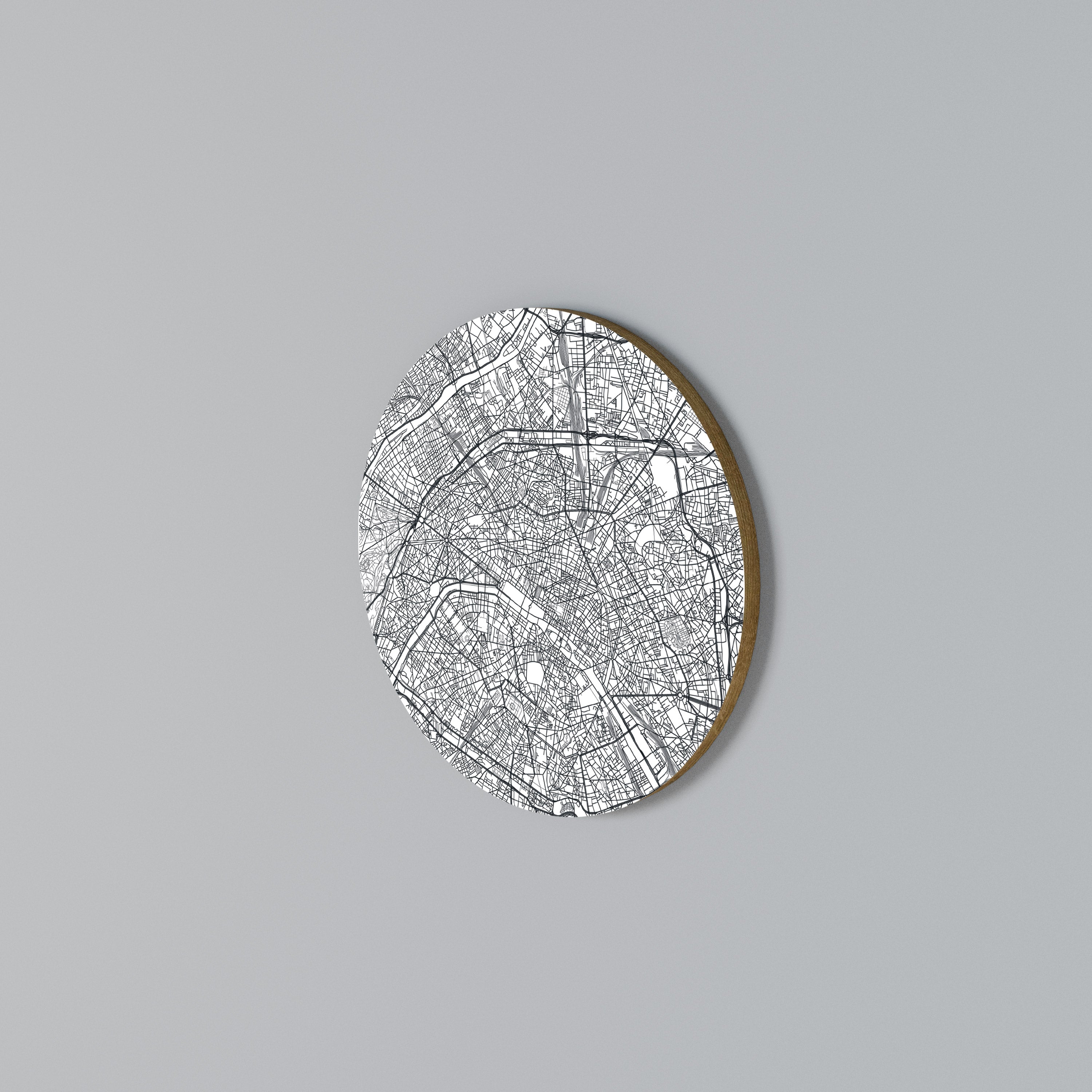 PARIS TOWN PLAN Arte de Parede Redonda