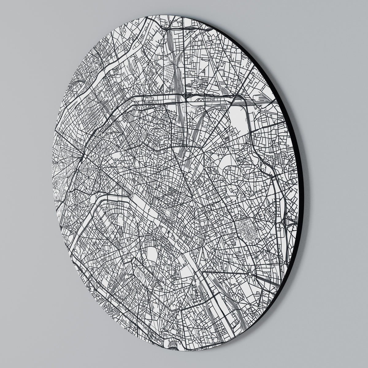 PARIS TOWN PLAN Arte de Parede Redonda