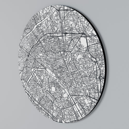 PARIS TOWN PLAN Arte de Parede Redonda