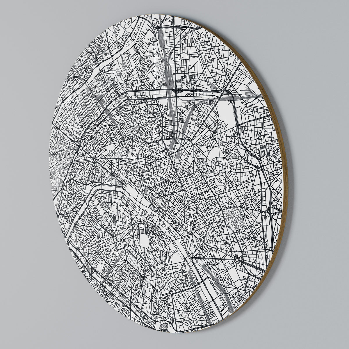 PARIS TOWN PLAN Arte de Parede Redonda