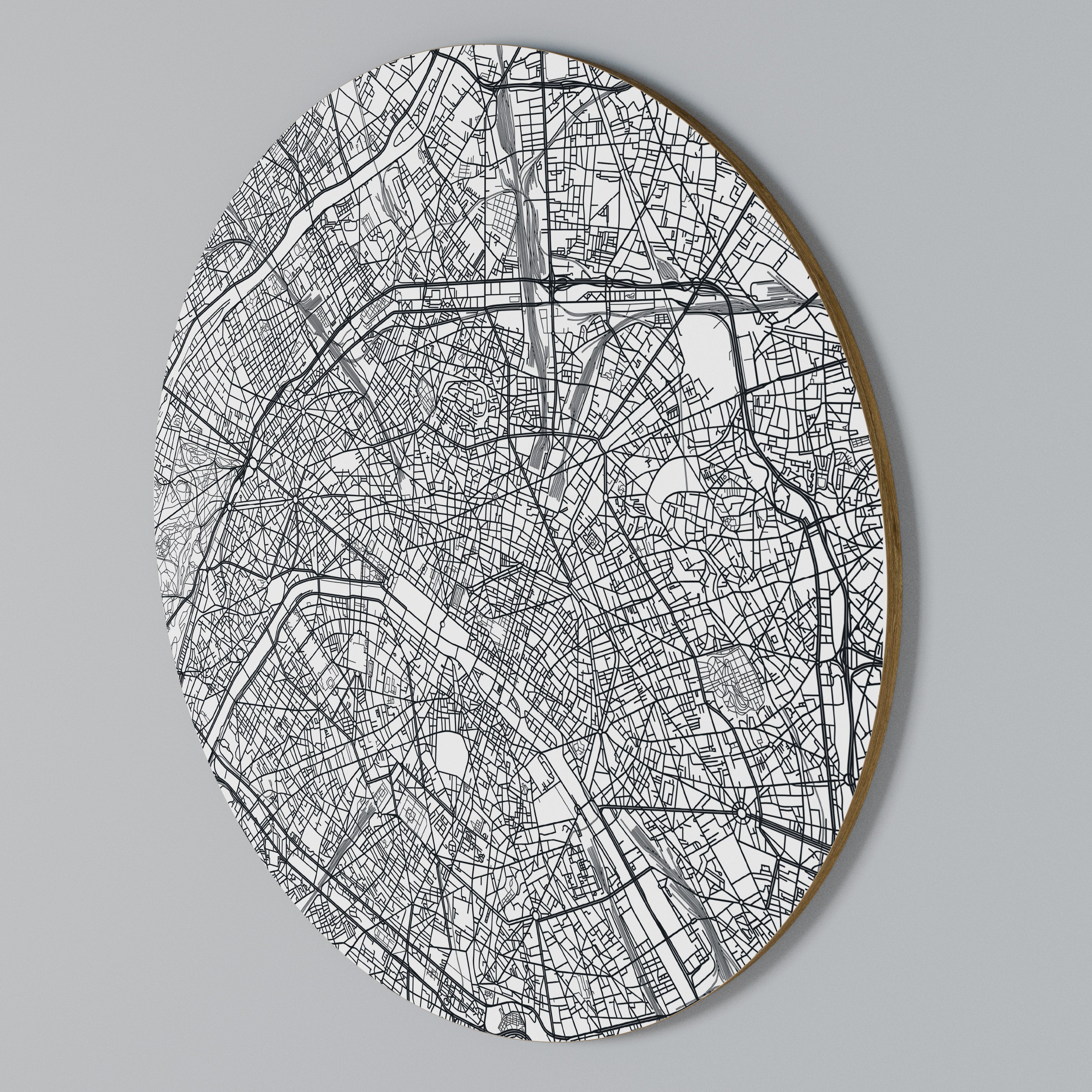 PARIS TOWN PLAN Arte de Parede Redonda