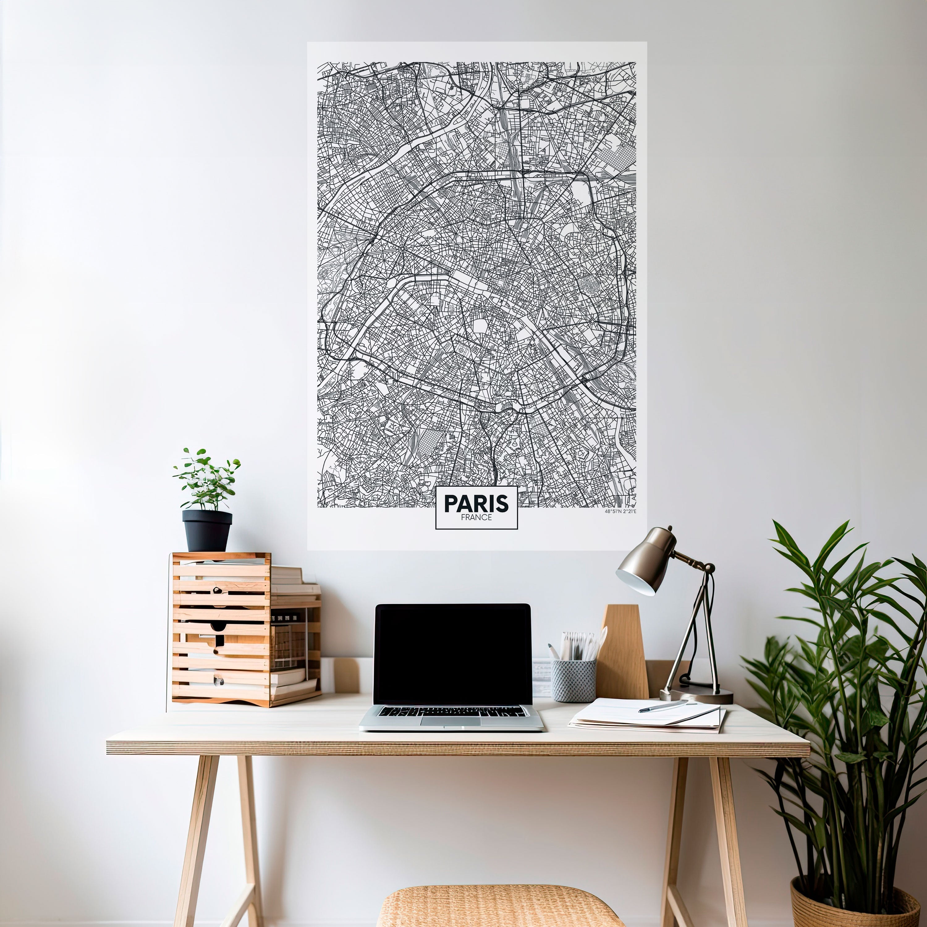 PARIS TOWN PLAN Poster Vertical Autocolante