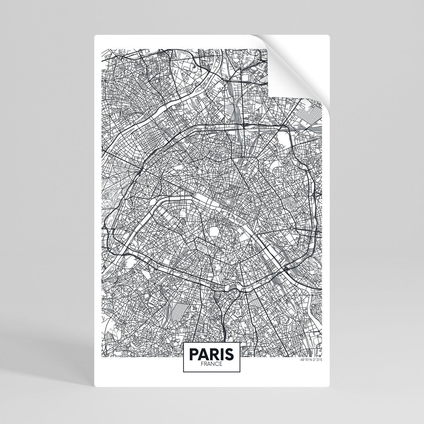 PARIS TOWN PLAN Póster Autocolante Vertical