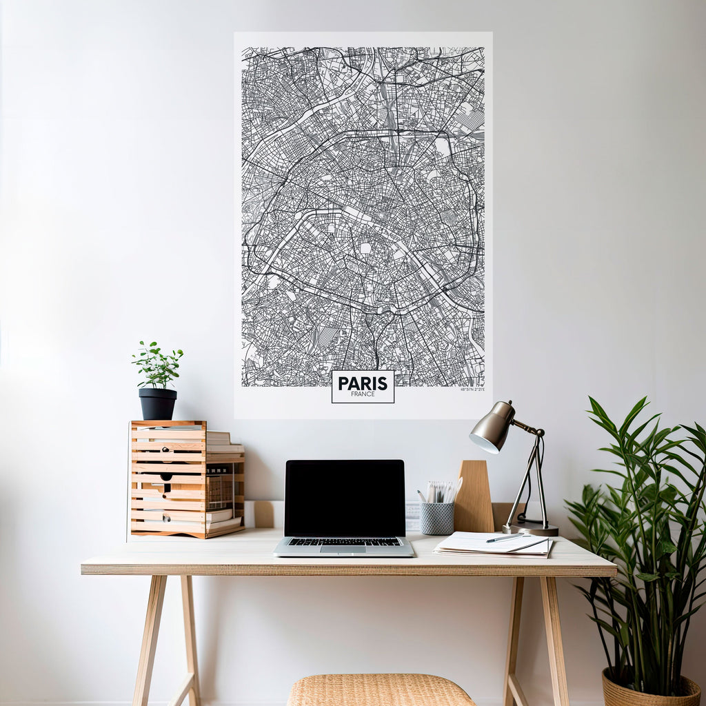 PARIS TOWN PLAN Poster Vertical Autocolante