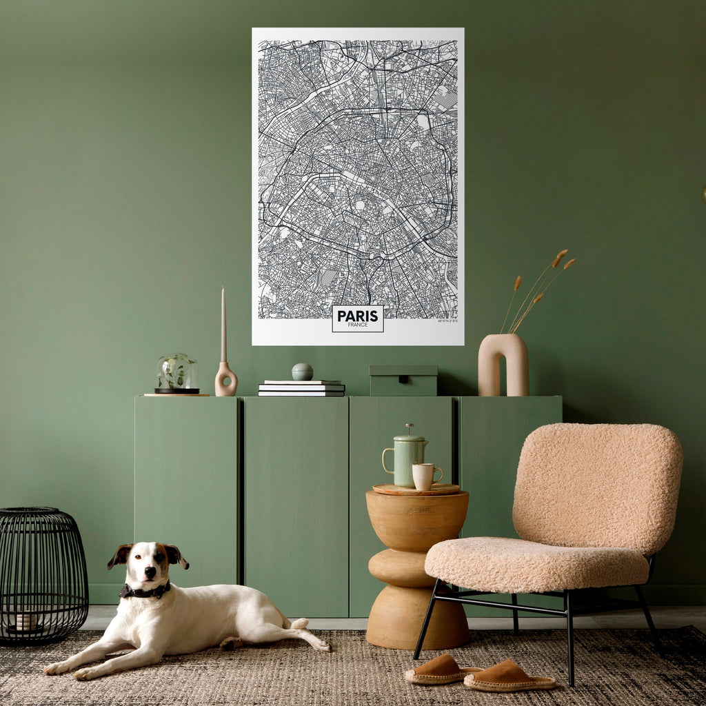 PARIS TOWN PLAN Poster Vertical Autocolante