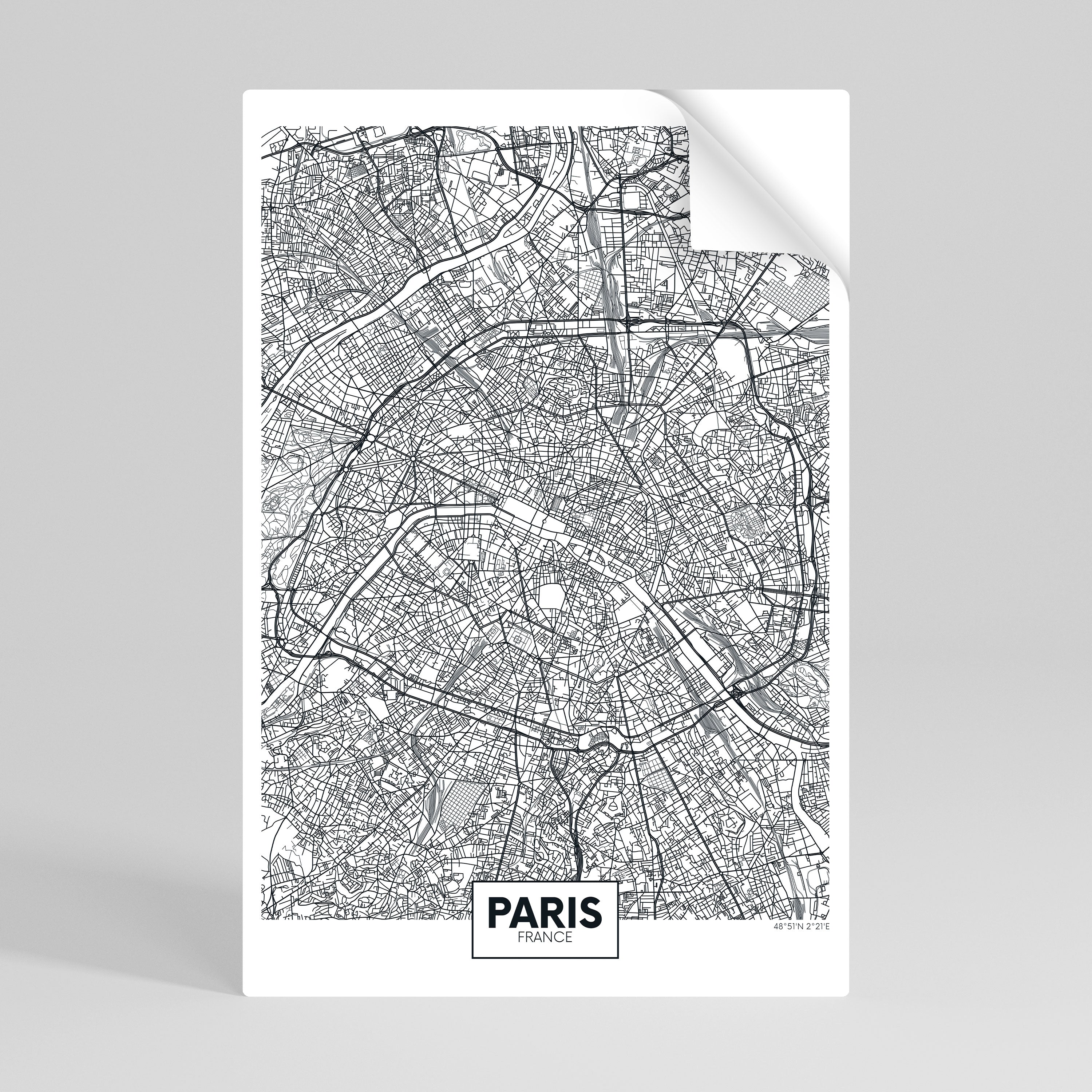 PARIS TOWN PLAN Póster Autocolante Vertical