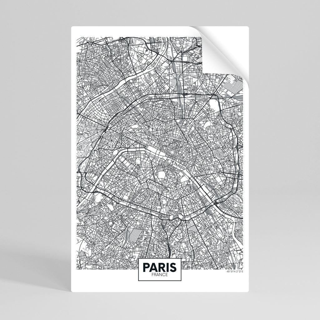 PARIS TOWN PLAN Poster Vertical Autocolante