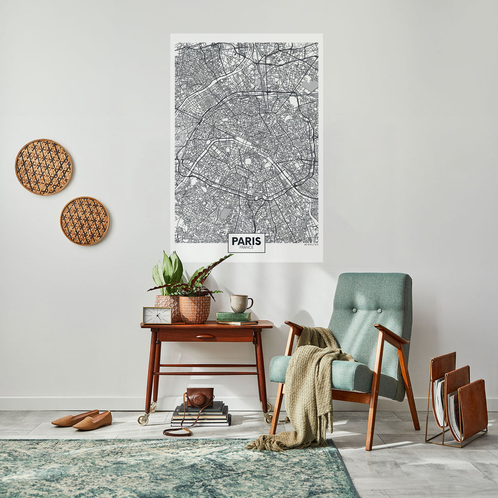 PARIS TOWN PLAN Poster Vertical Autocolante