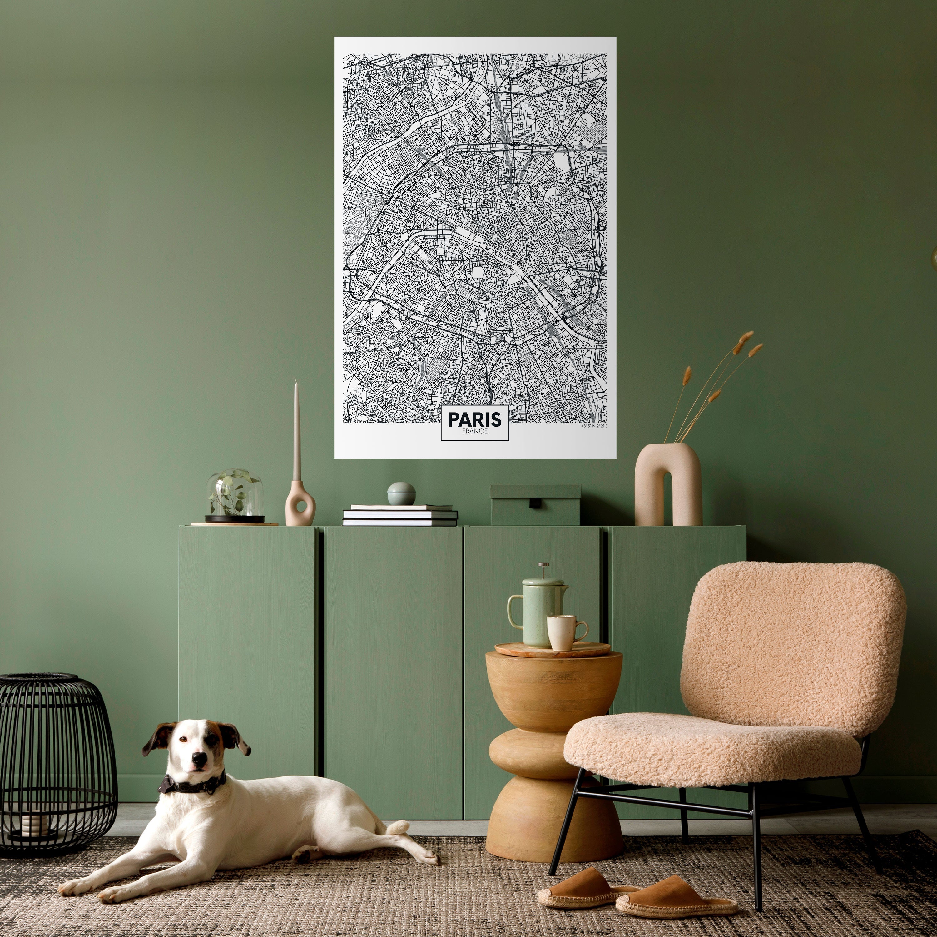 PARIS TOWN PLAN Poster Vertical Autocolante