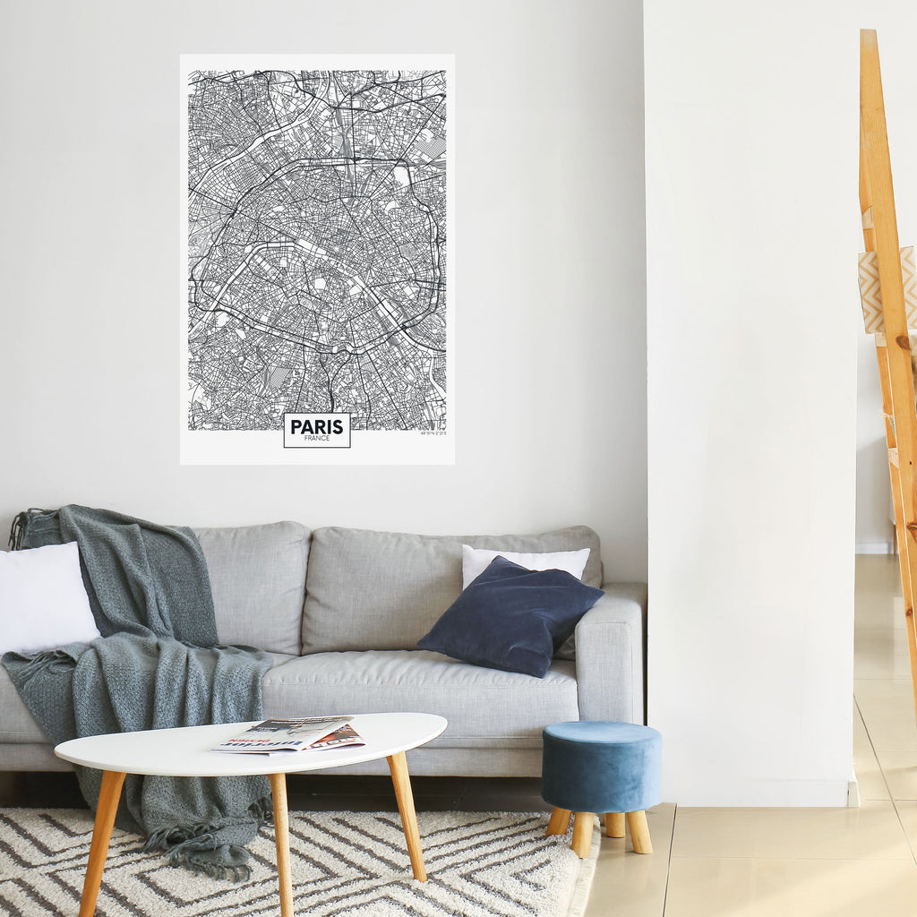 PARIS TOWN PLAN Poster Vertical Autocolante