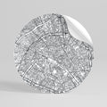 PARIS TOWN PLAN Autocolante Redondo Removível