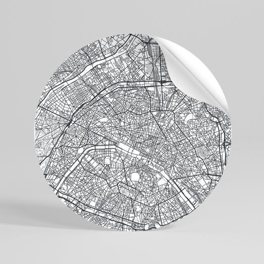 PARIS TOWN PLAN Autocolante Redondo Removível