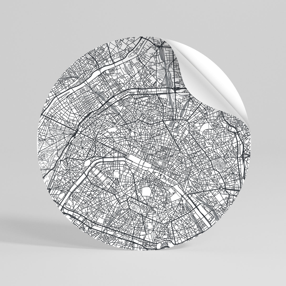 PARIS TOWN PLAN Autocolante Redondo Removível