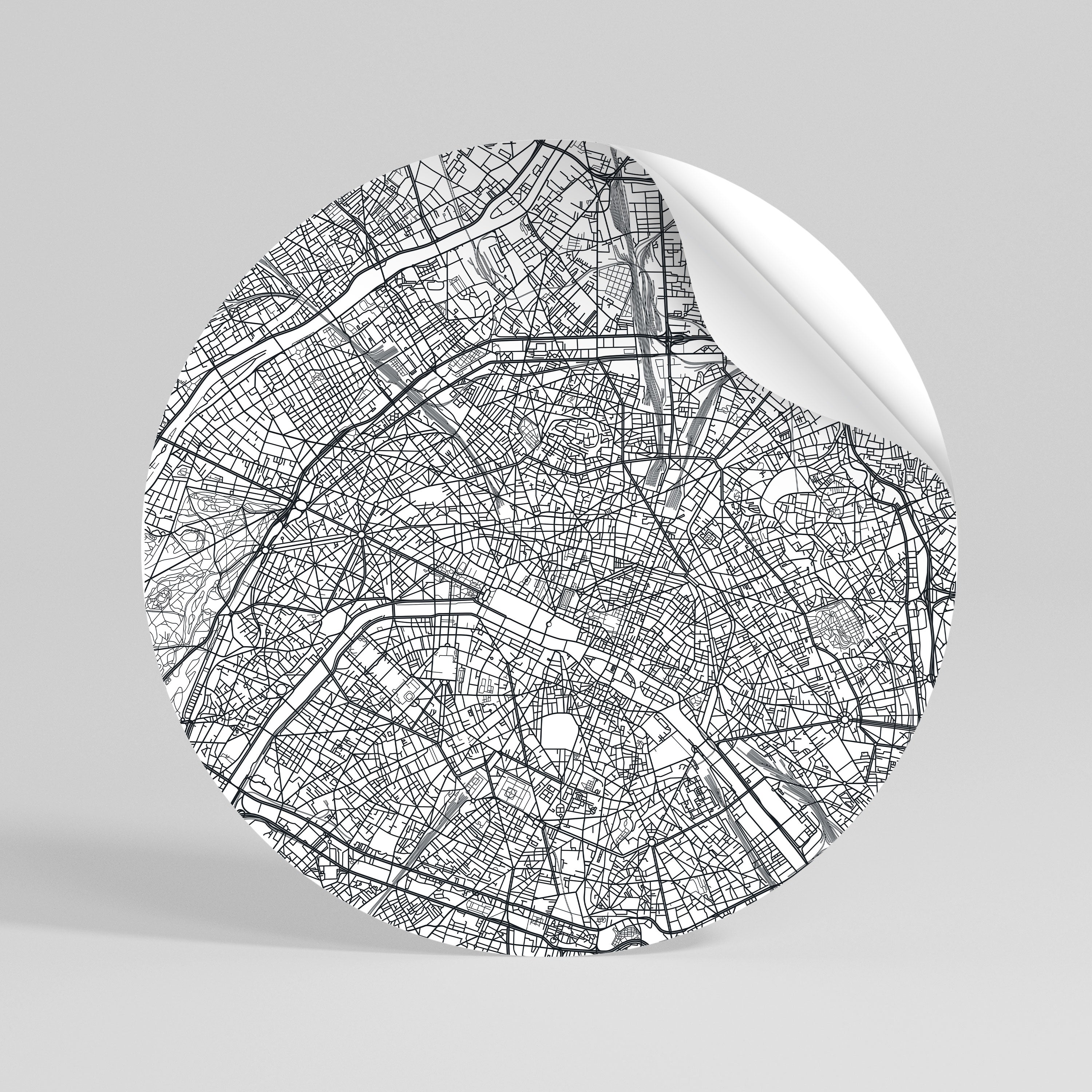 PARIS TOWN PLAN Autocolante Redondo Removível