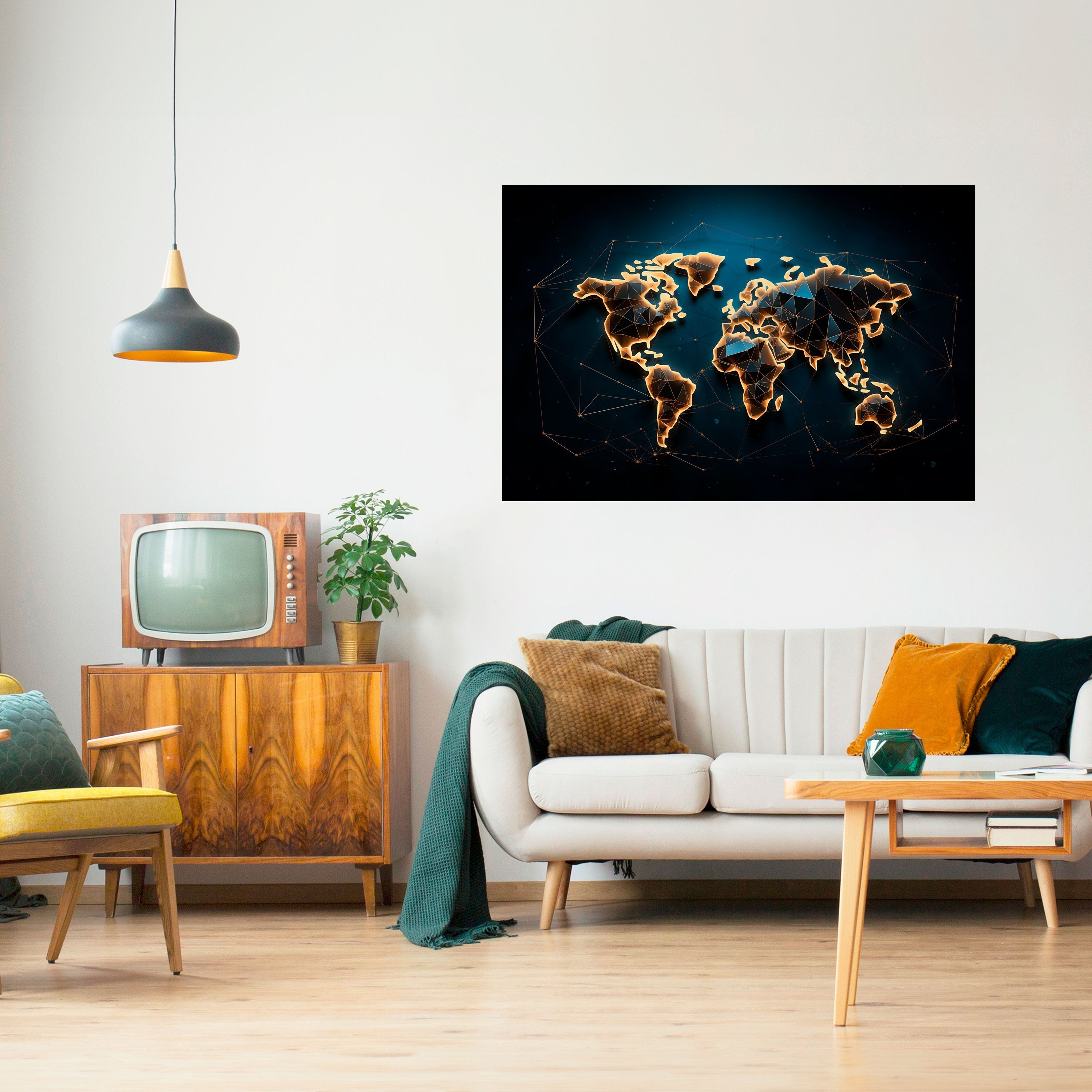 POLYGONAL PLANET Peel and Stick Horizontal Poster