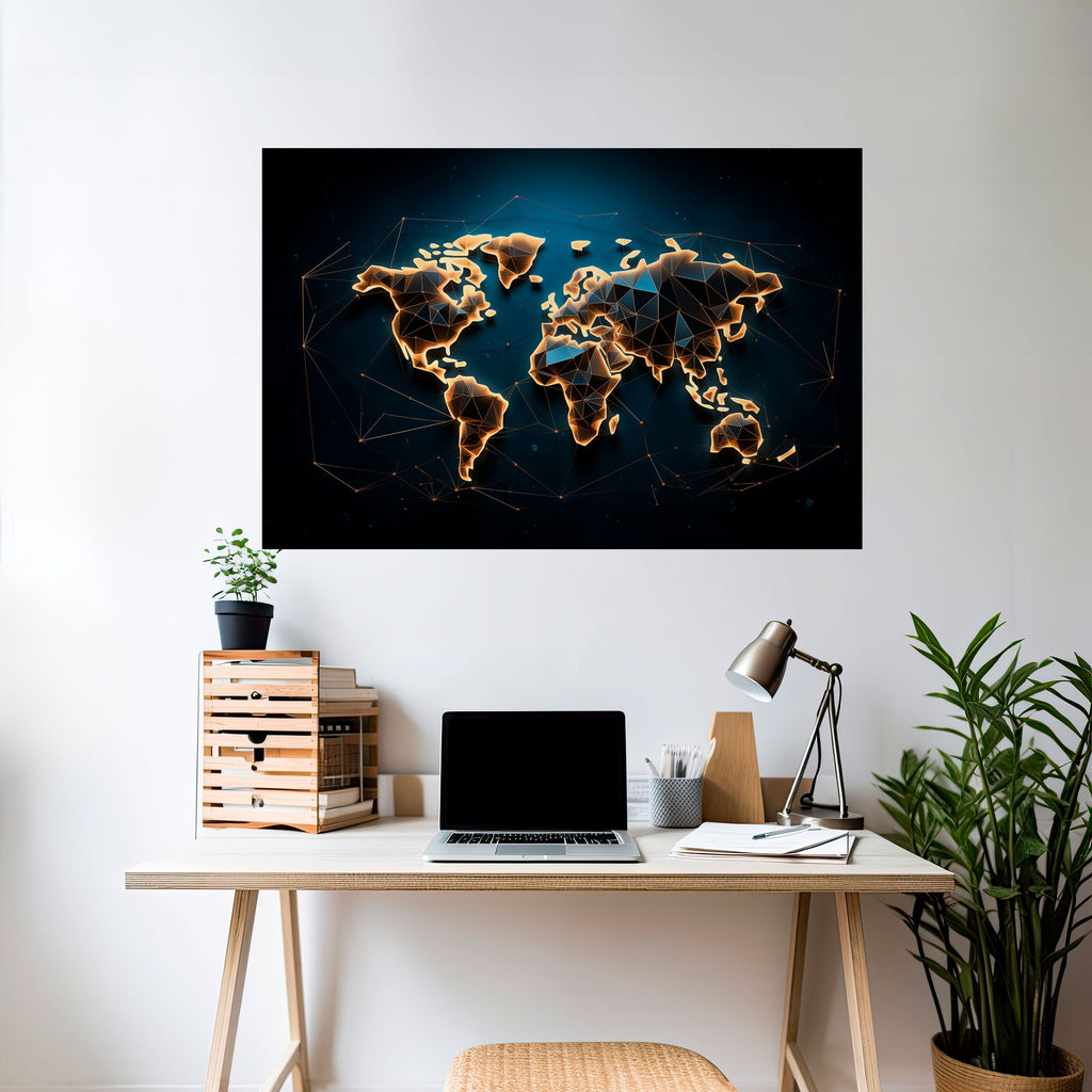 POLYGONAL PLANET Peel and Stick Horizontal Poster
