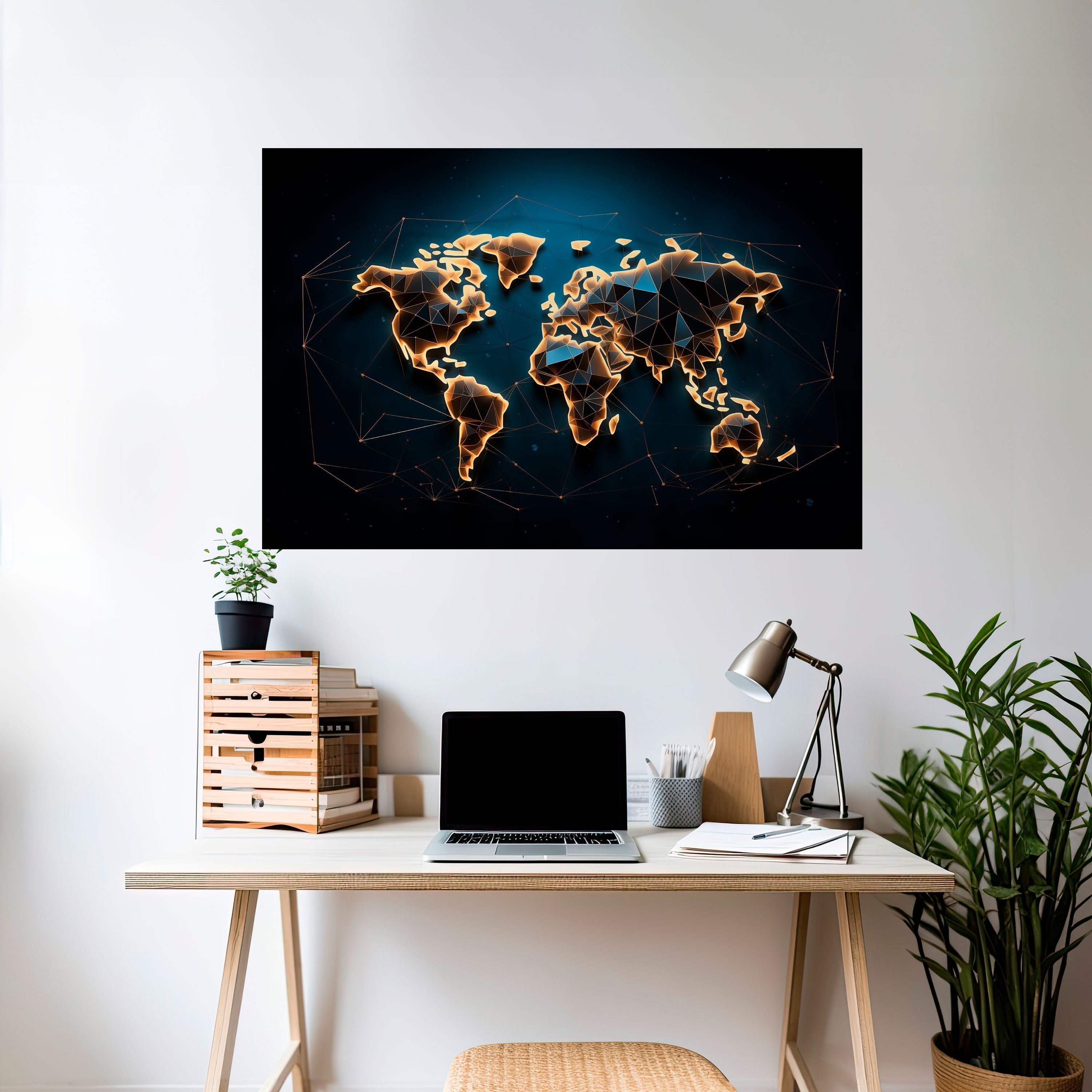 POLYGONAL PLANET Peel and Stick Horizontal Poster