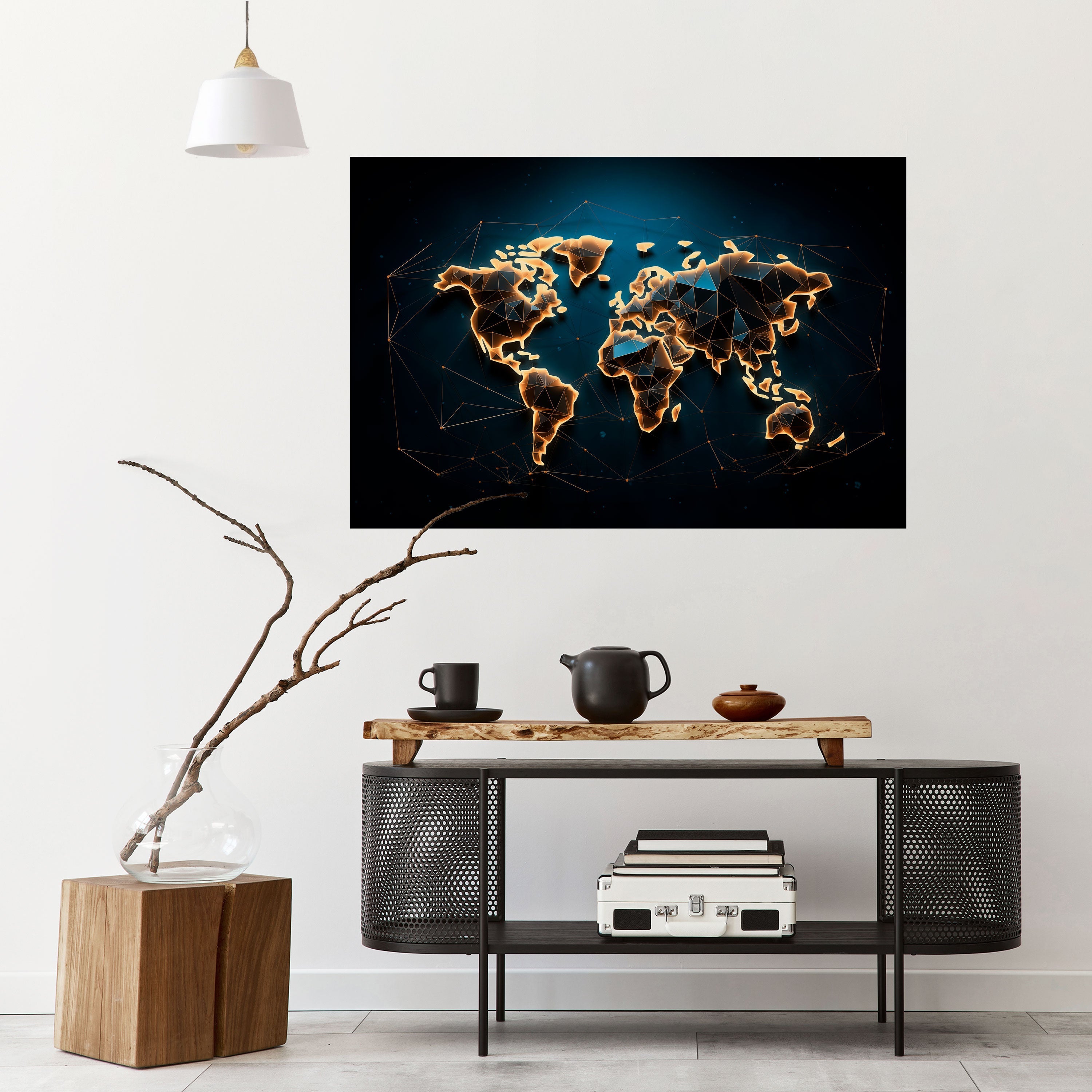 POLYGONAL PLANET Peel and Stick Horizontal Poster