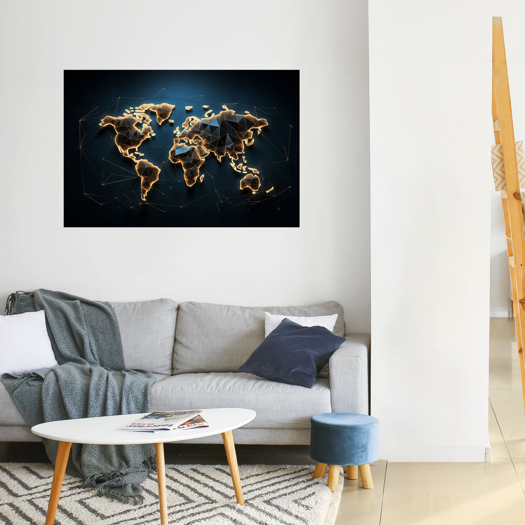 POLYGONAL PLANET Peel and Stick Horizontal Poster