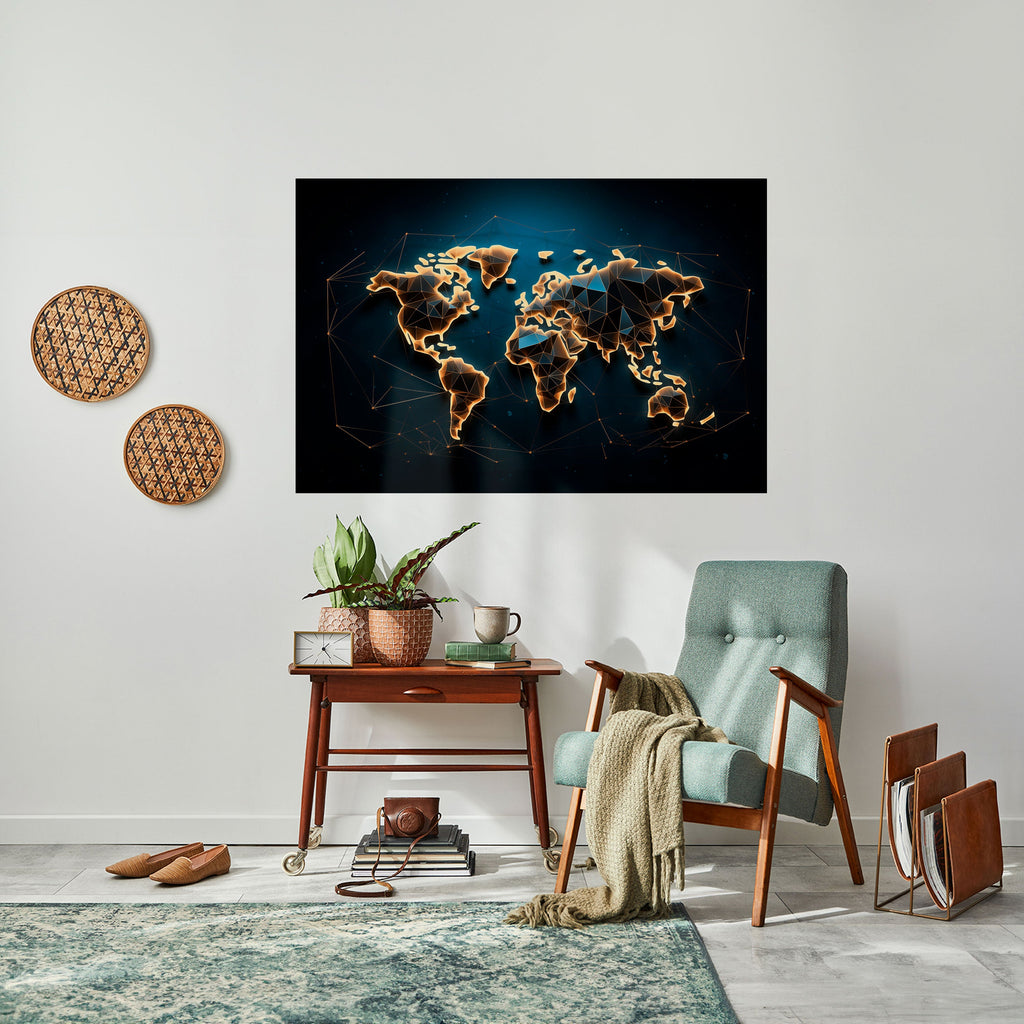 POLYGONAL PLANET Peel and Stick Horizontal Poster
