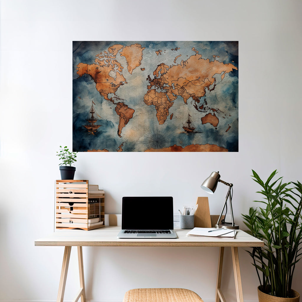 WAVES OF DISCOVERY Peel and Stick Horizontal Poster