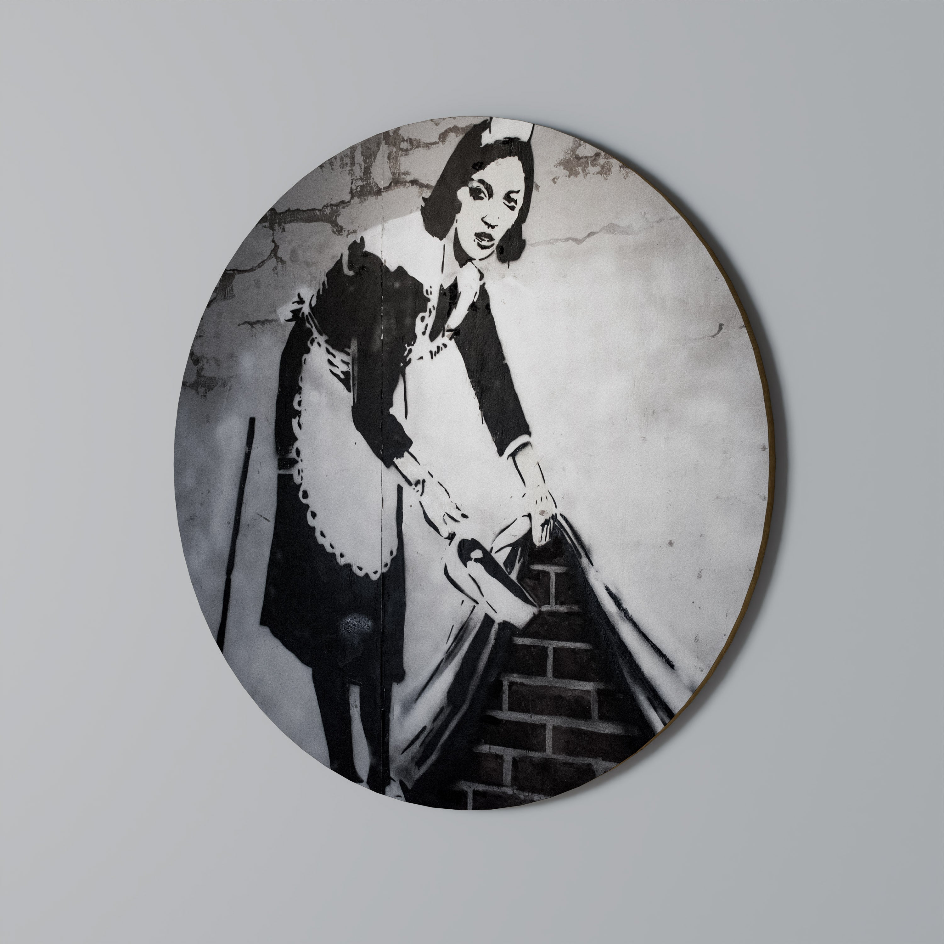 SWEEPING UNDER (BANKSY) Round Wall Art