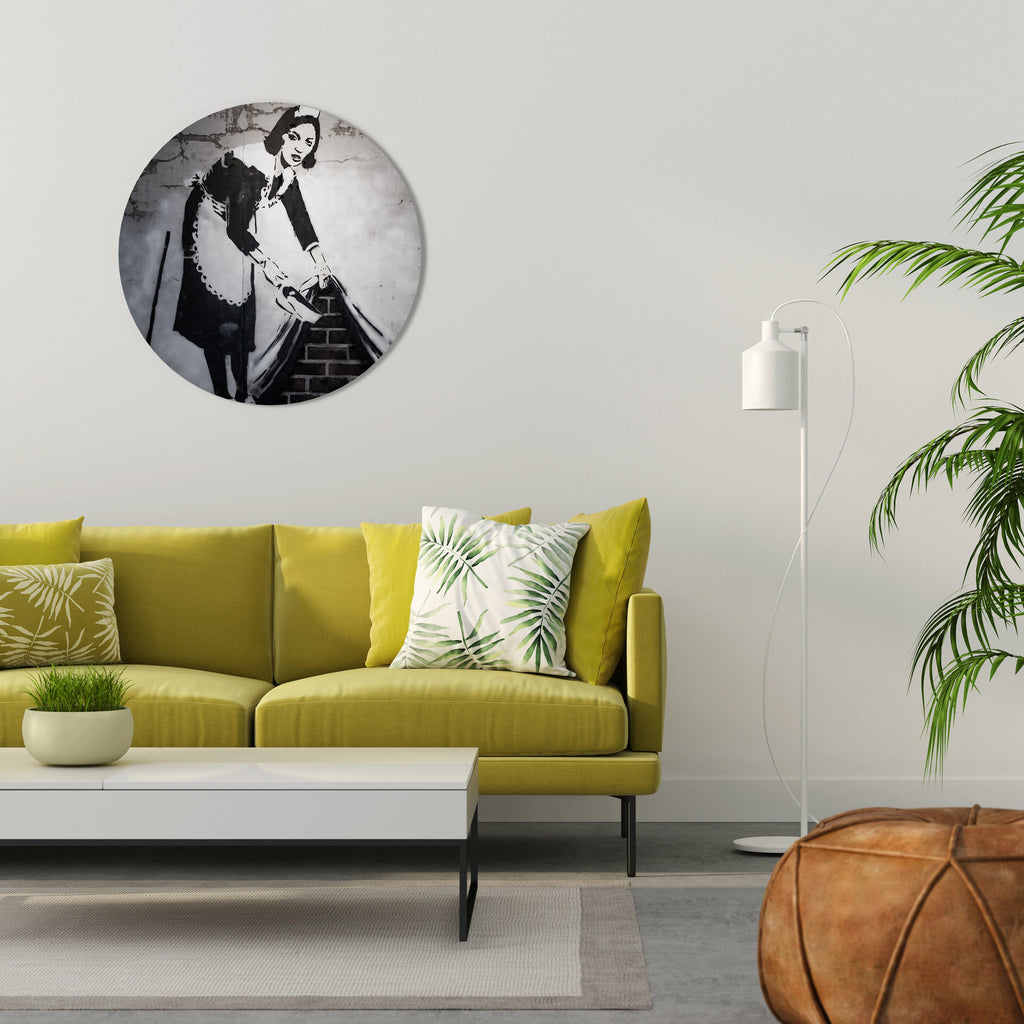 SWEEPING UNDER (BANKSY) Round Wall Art