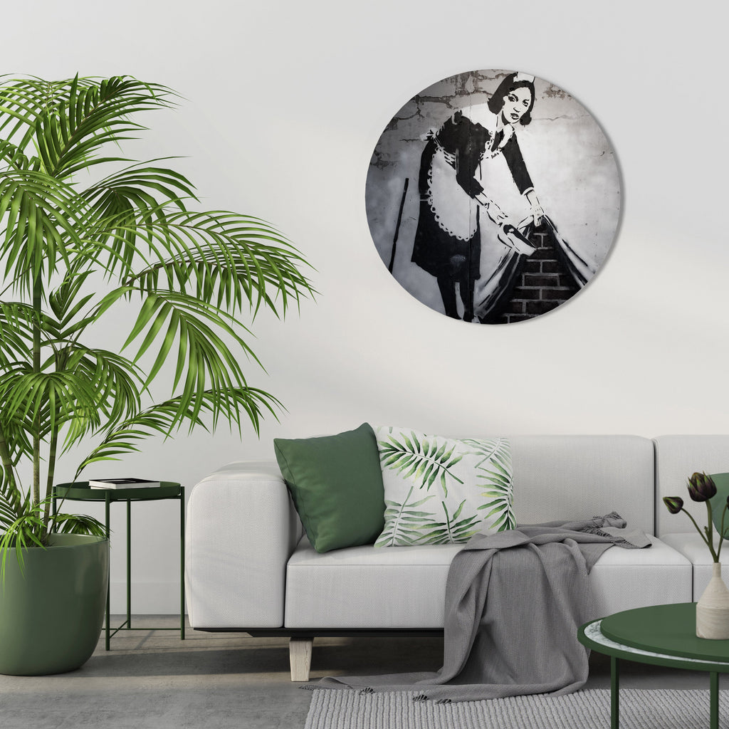 SWEEPING UNDER (BANKSY) Round Wall Art