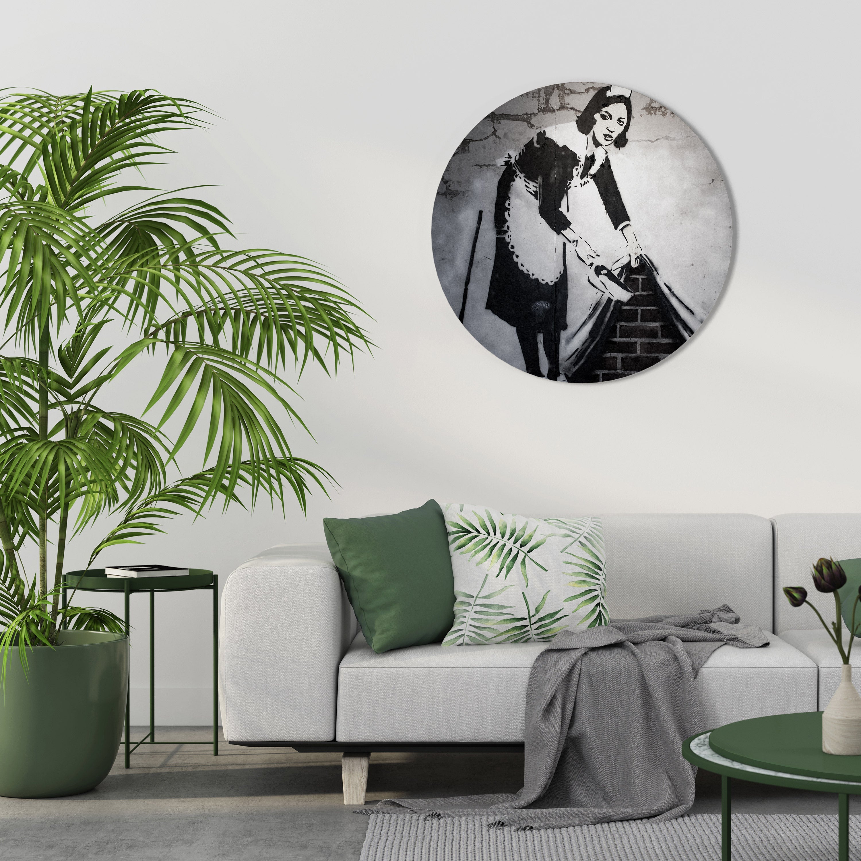 SWEEPING UNDER (BANKSY) Round Wall Art