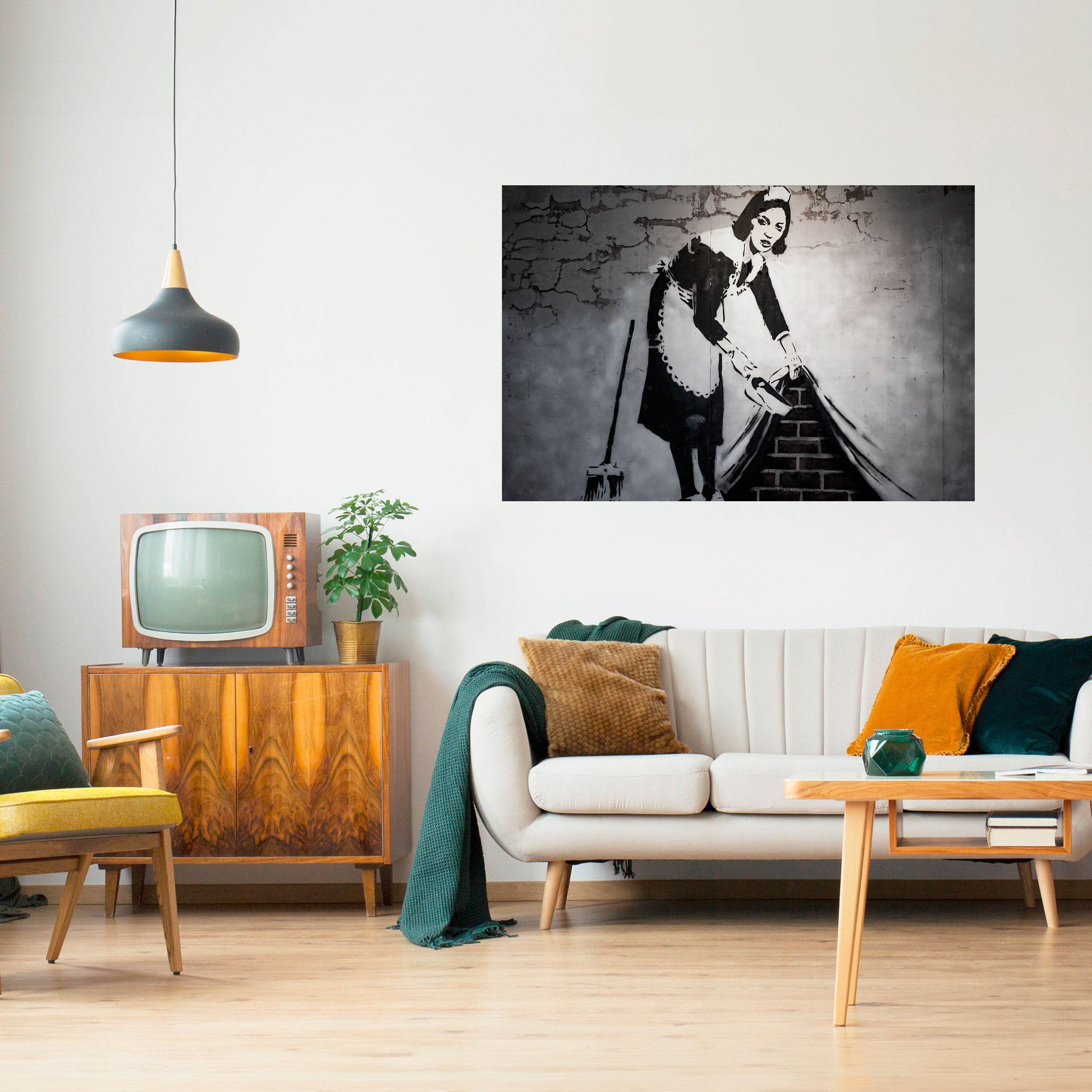 SWEEPING UNDER (BANKSY) Peel and Stick Horizontal Poster