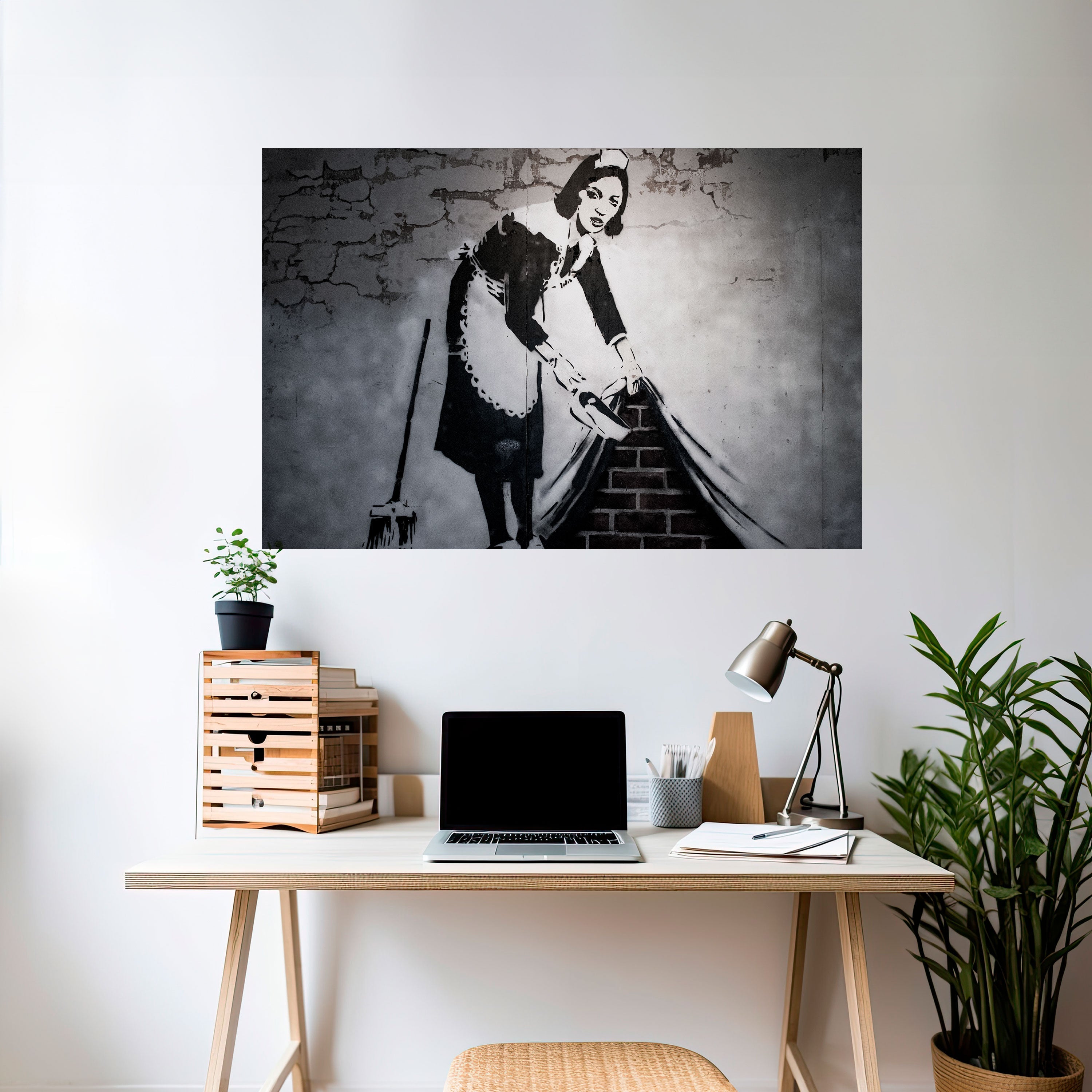 SWEEPING UNDER (BANKSY) Peel and Stick Horizontal Poster