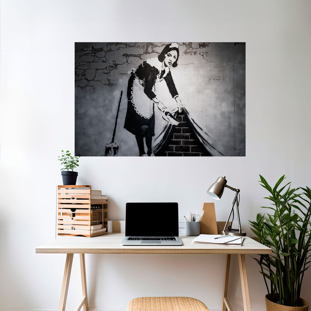 SWEEPING UNDER (BANKSY) Peel and Stick Horizontal Poster