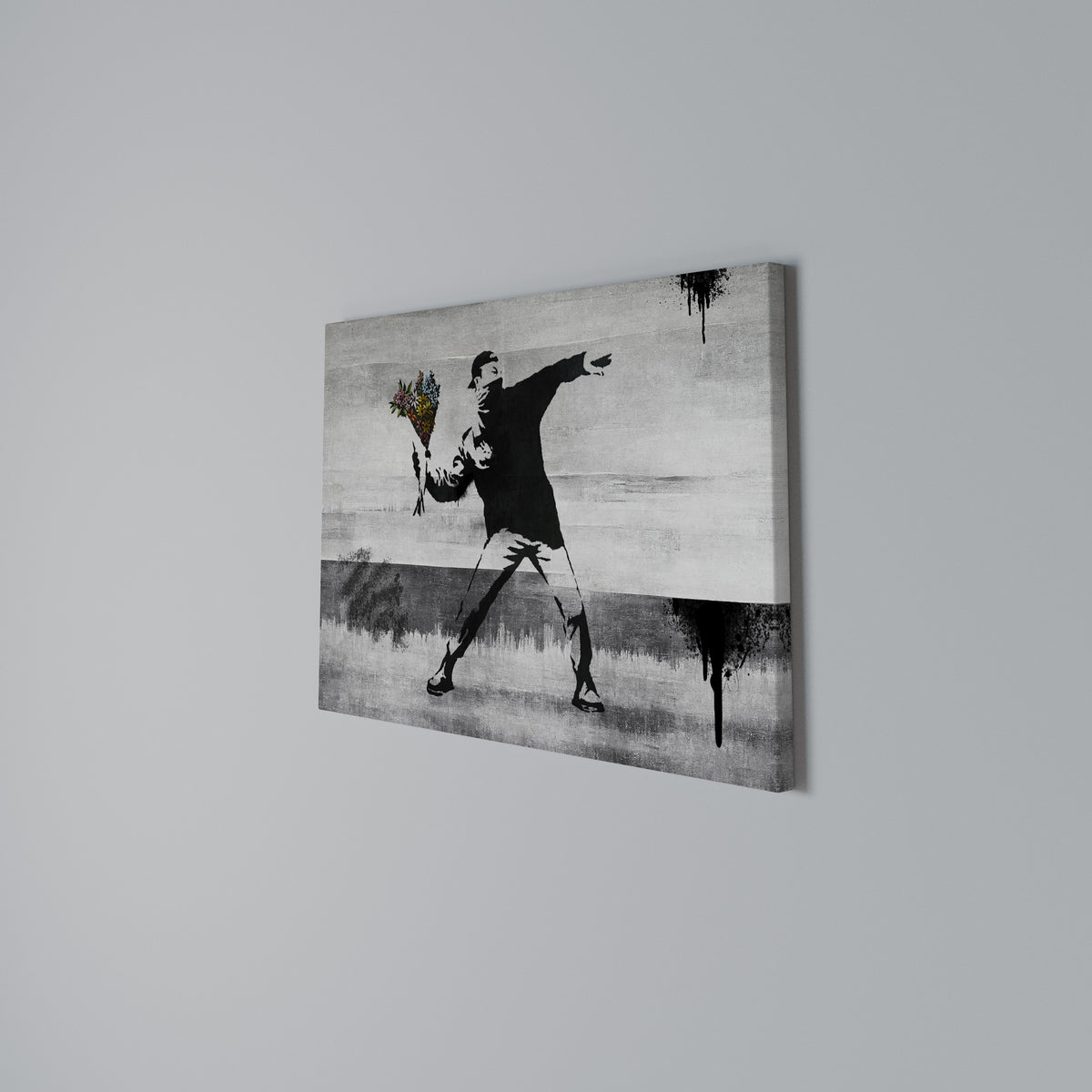FLOWER BOMBER (BANKSY) Horizontal Canvas Print