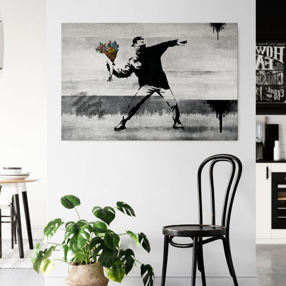 FLOWER BOMBER (BANKSY) Horizontal Canvas Print