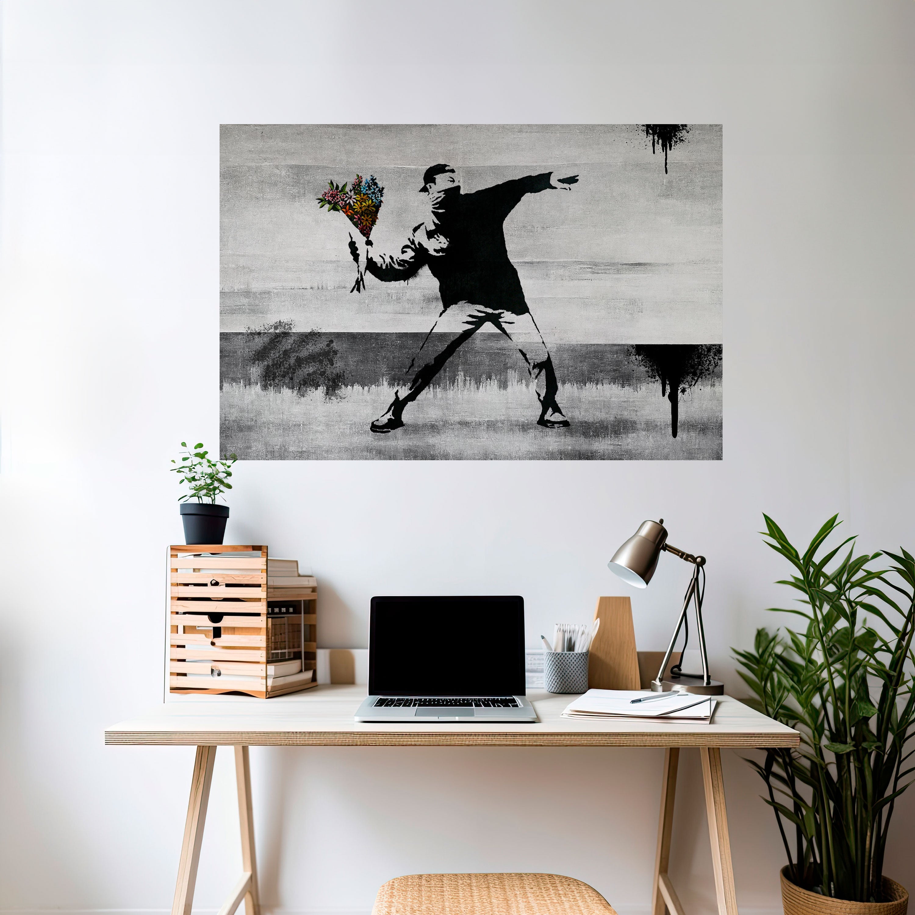 FLOWER BOMBER (BANKSY) Peel and Stick Horizontal Poster