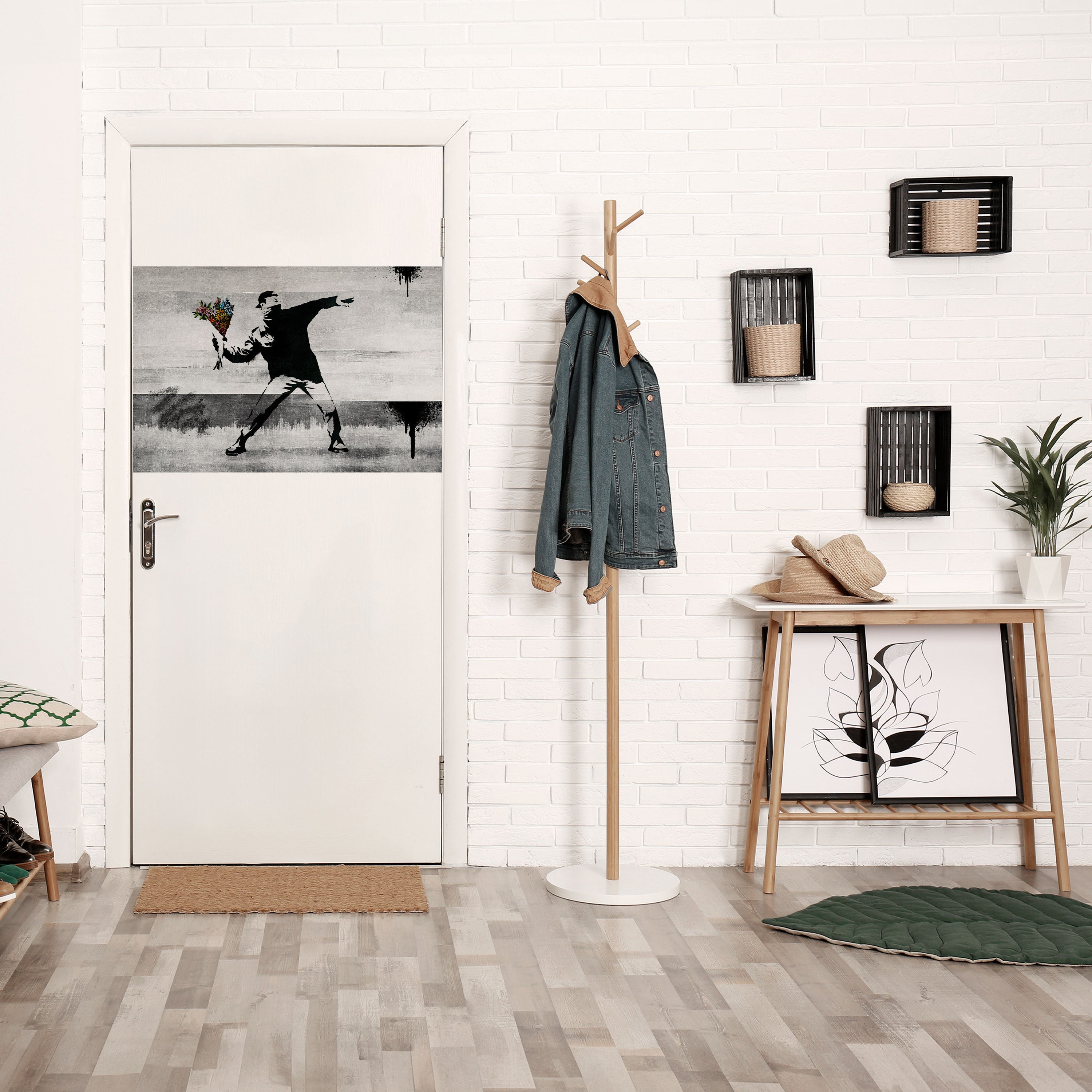 FLOWER BOMBER (BANKSY) Peel and Stick Horizontal Poster